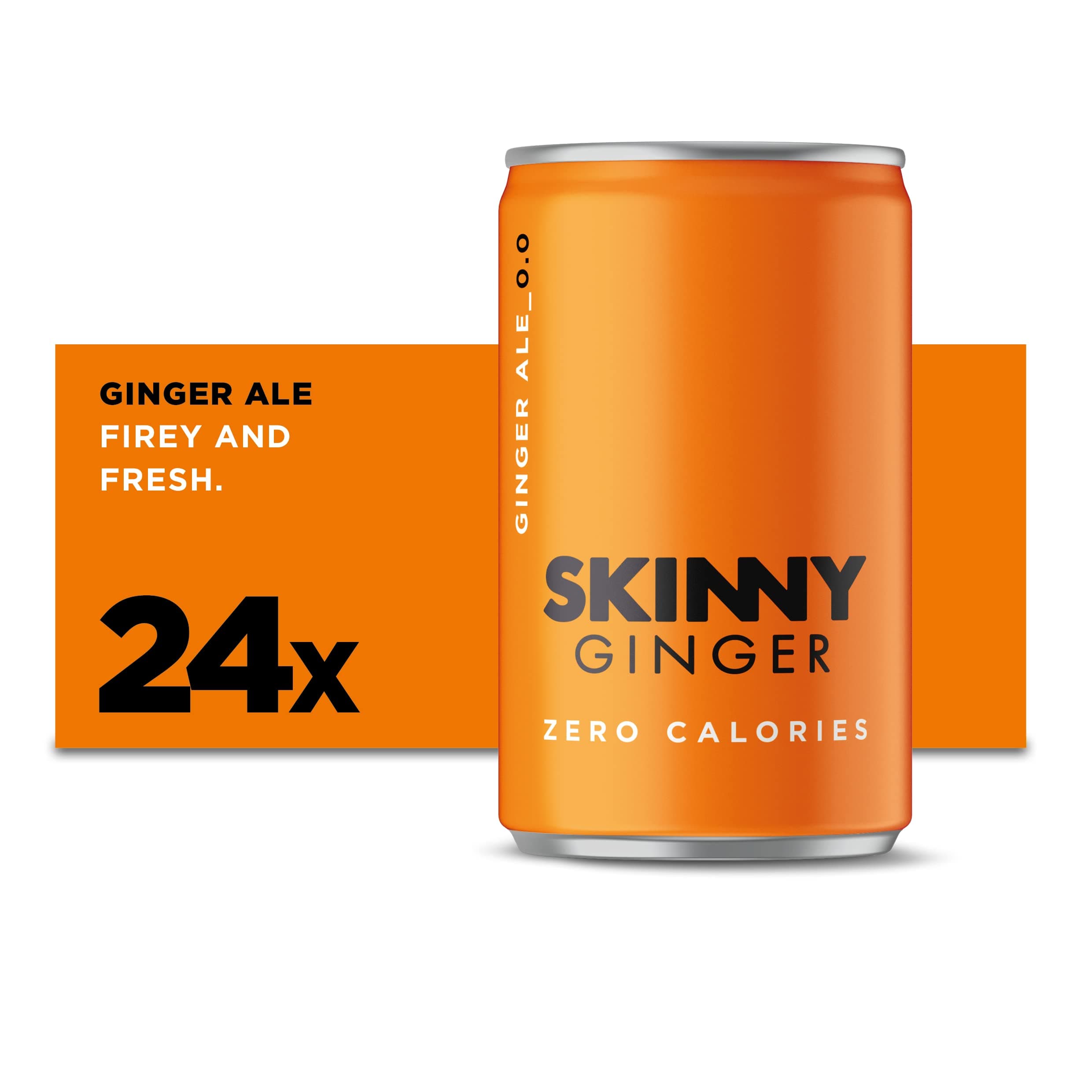 Skinny Ginger | 24 x 150ml cans | Best tasting full flavour with zero calories, zero sugar and 100% natural | Premium Cocktail Mixer