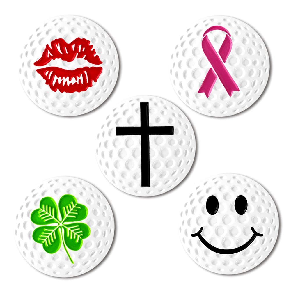 Myartte Creative Golf Ball Marker Soft Enamel Golf Markers 24.4MM Assorted 5 Pcs