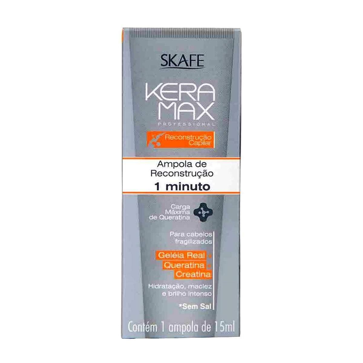 Skafe Keramax Reconstruction Ampoule 1 Minutes with Royal Jelly + Keratin + Creatine 0.53 Oz