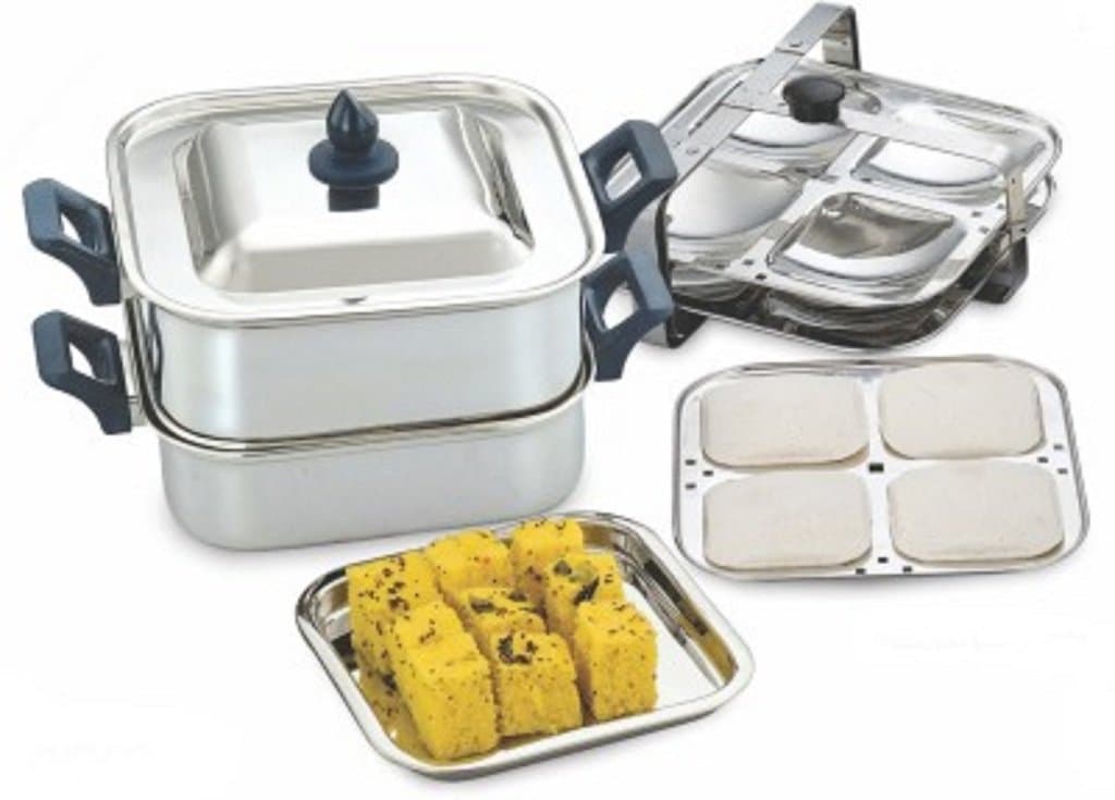 KCL Stainless Steel Idly | Dhokla Cooker | Idly Streamer| Gas and Induction Friendly Cookware| Fluffy Idli Maker|Square Idli Cooker