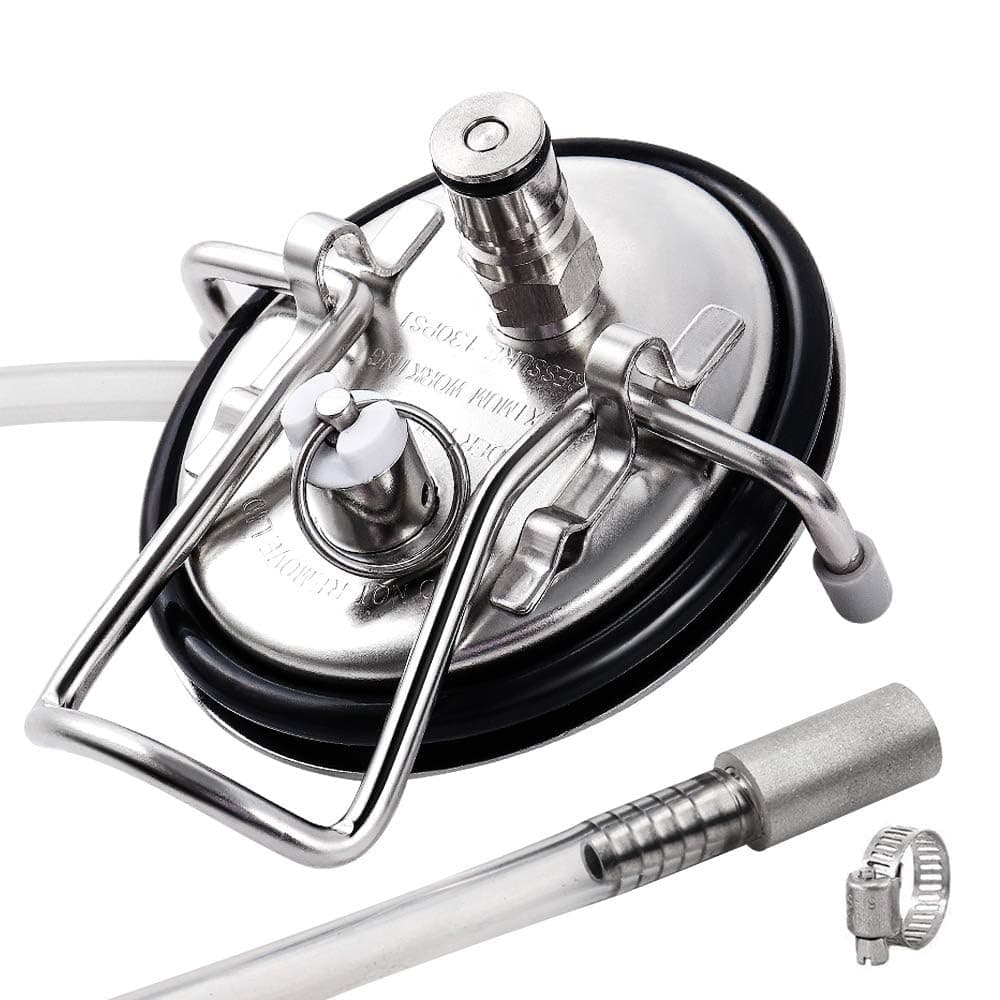 FERRODAY Carbonation Keg Lid for Corny Keg Lid Carbonation Stone Beer Force Carbonation Keg Lid Diffusion Stone Carbonating Keg Lid Carbonator Stainless Steel 304 Keg Lid for Cornelius Keg - 20" Tube