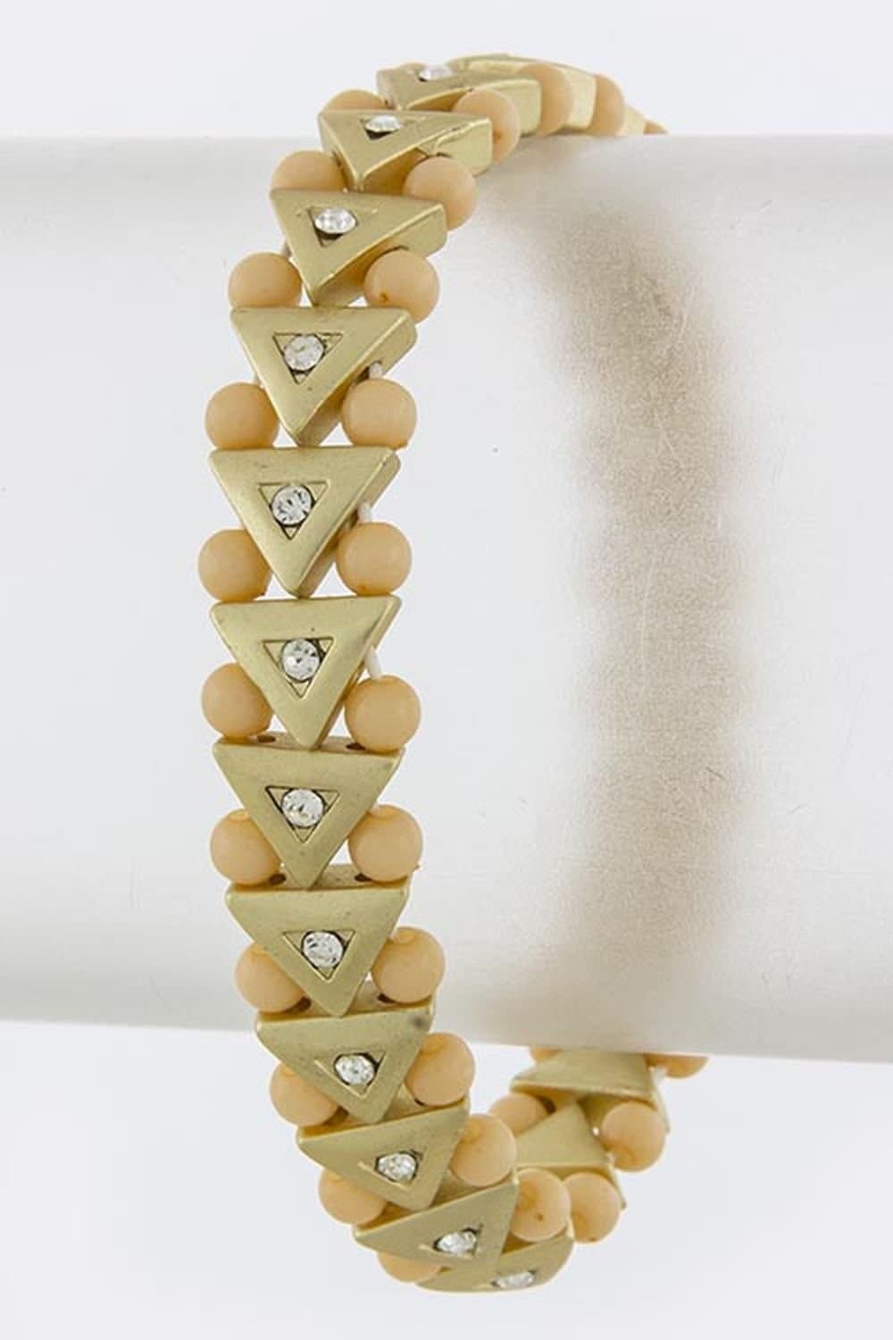 Karmas Canvas Metal Triangle Crystal Accent Seed Bead Stretch Bracelet