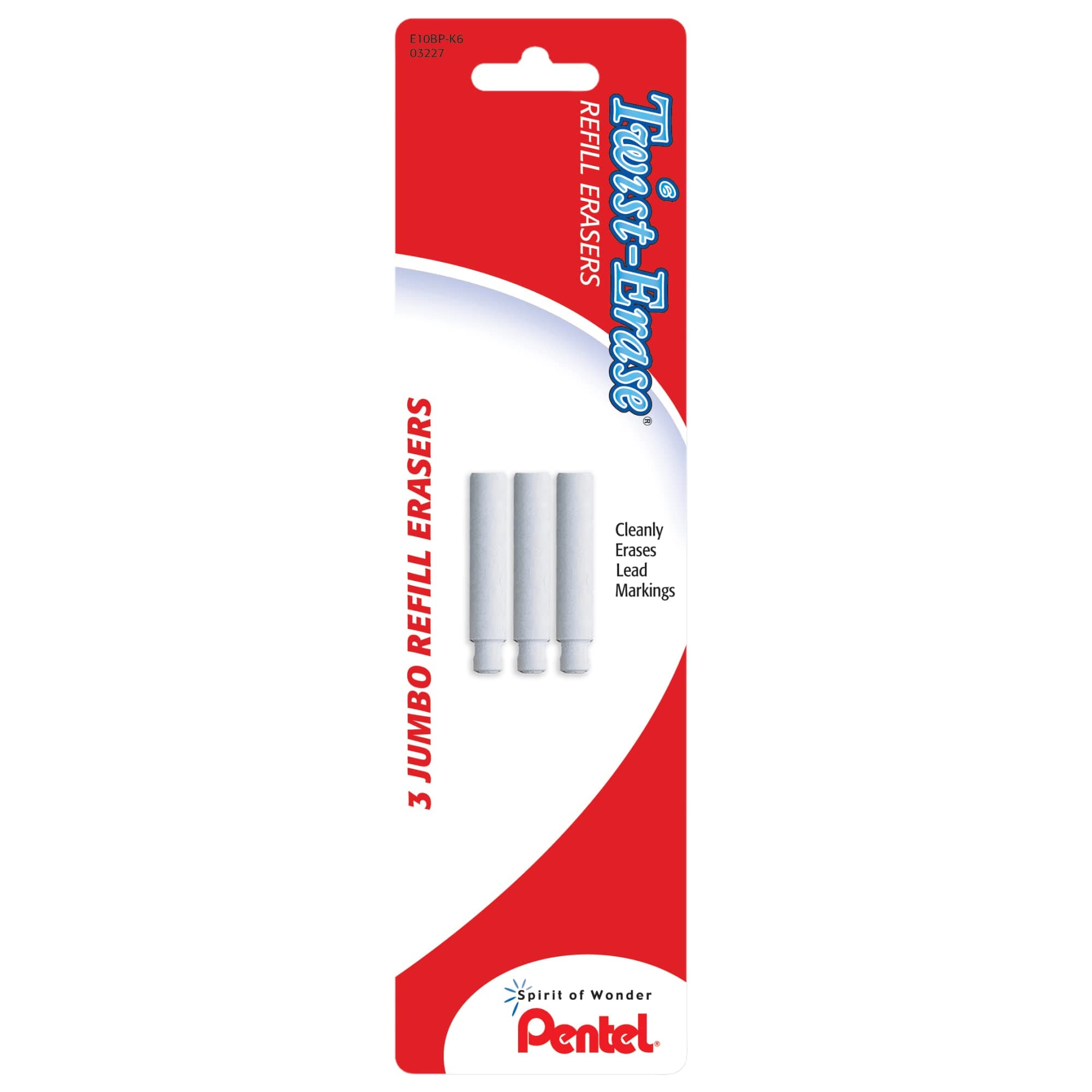 Twist-erase Refill Erasers, Qty 1, Pkg Of 3