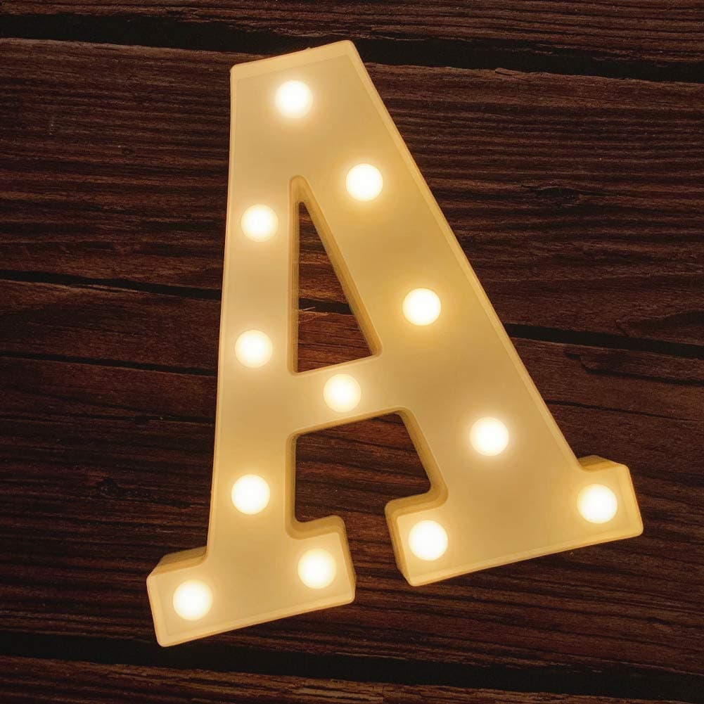 Marquee Light Up Letters Battery Powered LED Alphabet Lights for Party Wedding Birthday Christmas Home Bar Decoration Lighted Sign (A)
