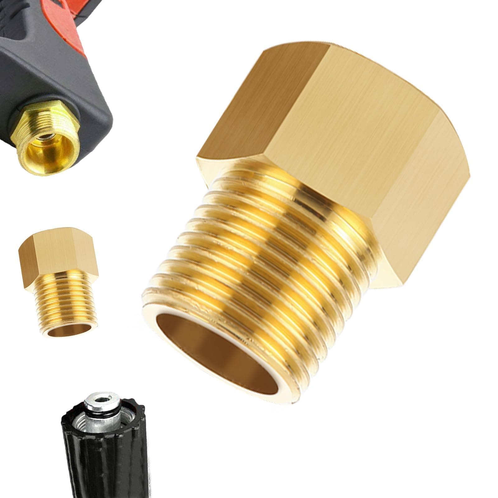 High Pressure Washer Coupler Metric M22 14mm Male to M22 14mm Female Reducer Thread Connector Internal Thread Fitting Reducing Bushing Hose Garden Water Pipe Hex Bushing Reducer Adapter 4500 PSI
