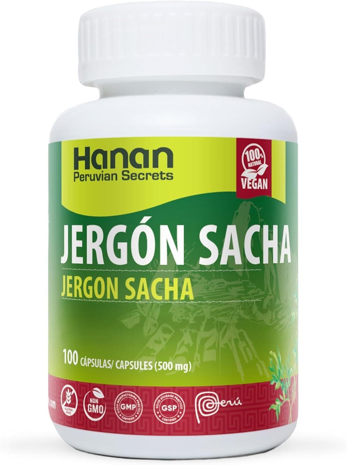 HanAn Jergon Sacha 100 Capsules - Natural Dracontium Loretense Krause Leaf Powder from Peru