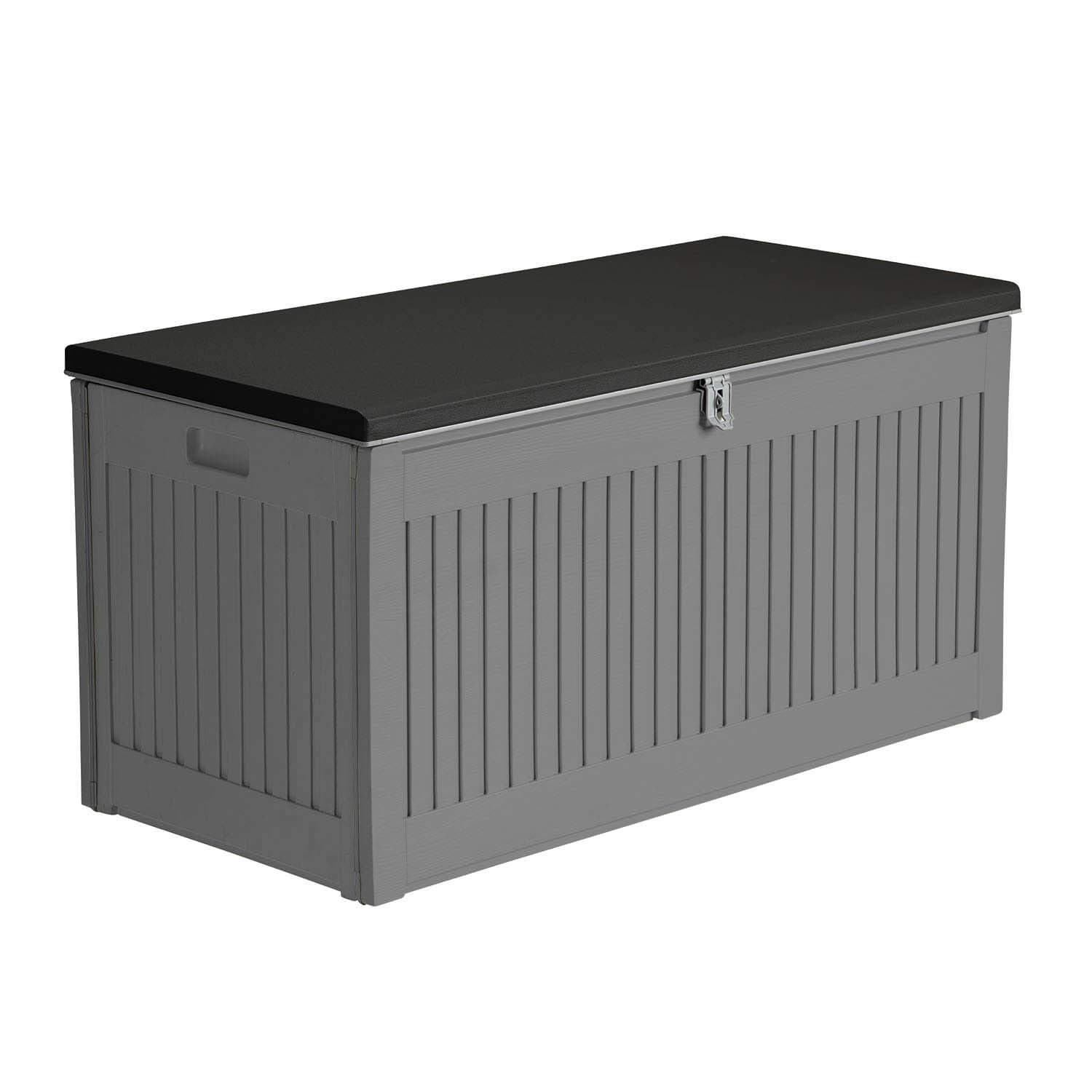 AIRWAVEOutdoor Plastic Garden Storage Box 270L - Plastic Storage Bench (109 x 52 x 55cm)