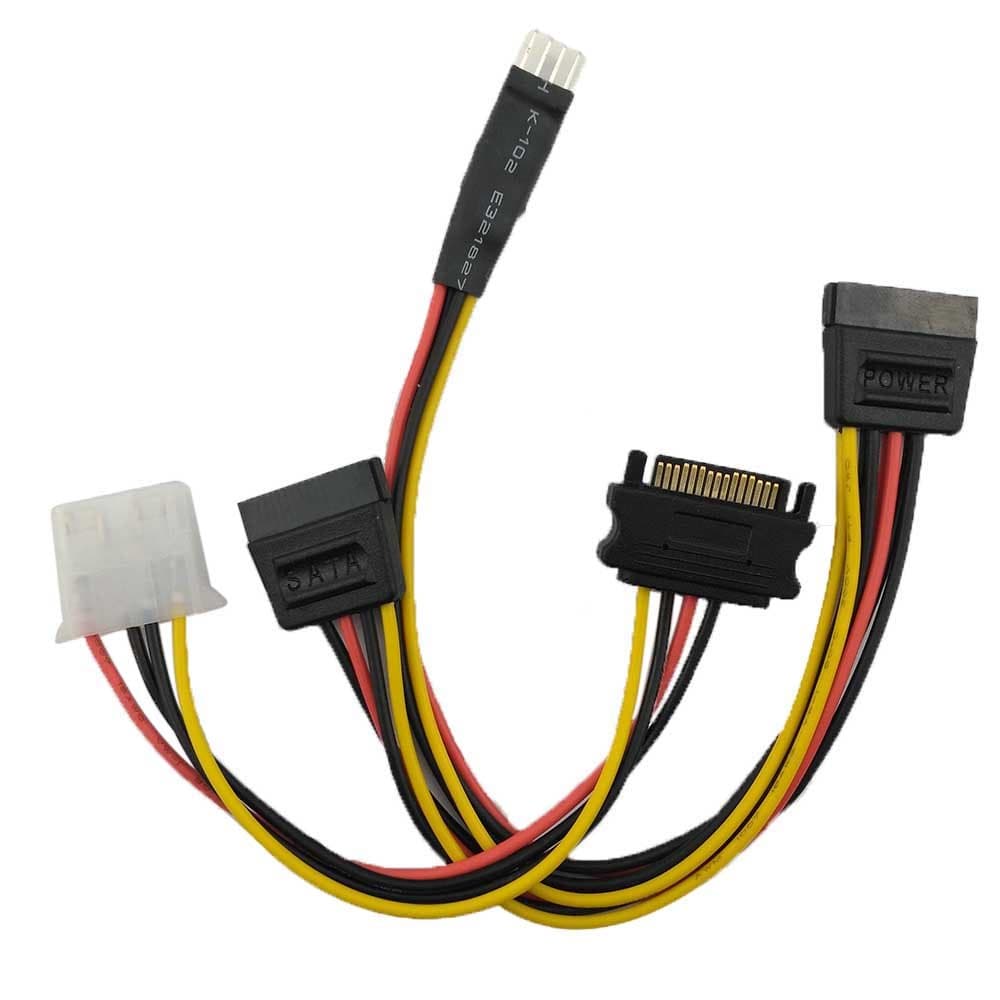 XinYS Small 4Pin Male to 2 x Female Sata+ 15P Sata Serial ATA Male to Molex IDE 4 Pin Female M-F Hard Drive Adapter Power Cable Line PowerPower Cable