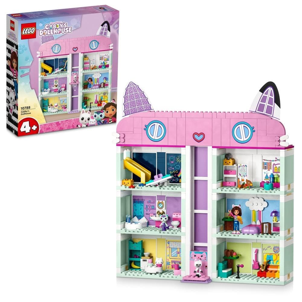 10788 Gabby's Dollhouse Toy Playset, 4-Floor & 8-Room Dollhouse with Gabby, Pandy Paws, MerCat and Cakey figures plus Accessories, Gift Toys for 4+ Years Old Girls, Boys, Kids