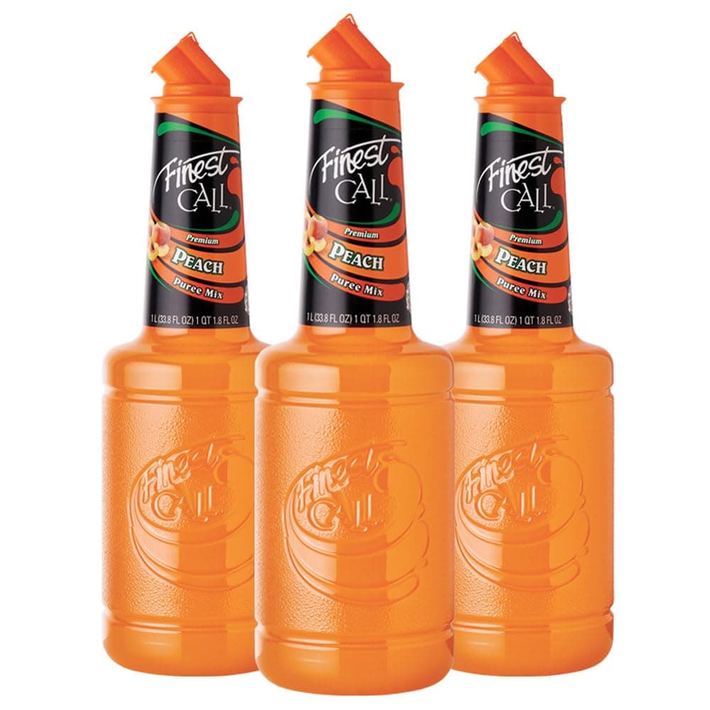 Premium Peach Fruit Puree Drink Mix, 1 Liter Bottle (33.8 Fl Oz), Pack of 3