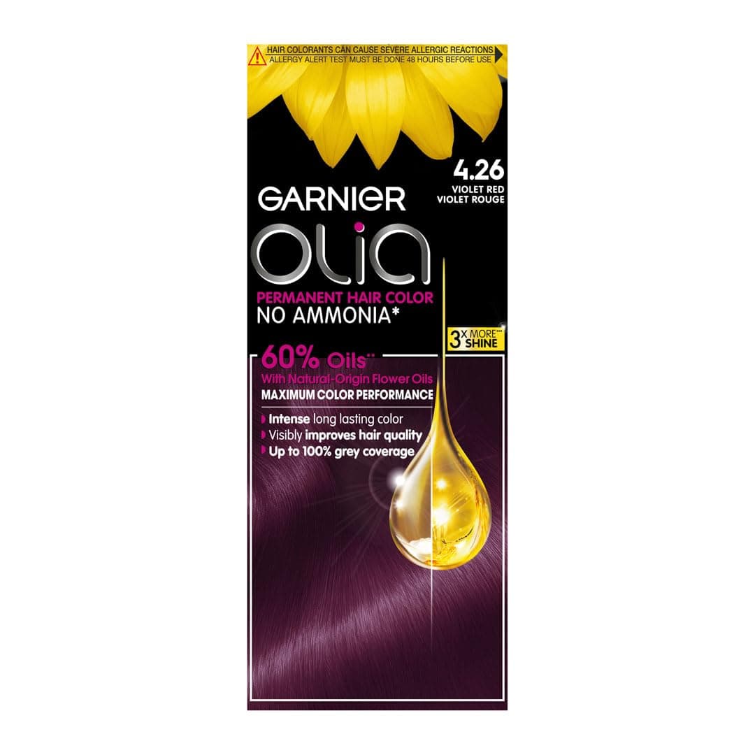 Olia, No Ammonia Permanent Hair Color With 60% Oils, 4.26 Violet Red