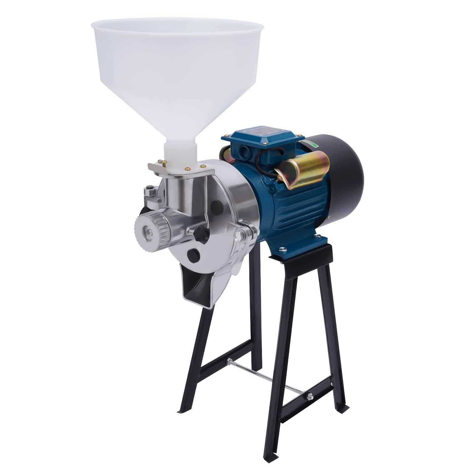 Electric Grain Mill Grinder, 110V 2200W Spice Grinders, Commercial Corn Mill with Funnel, Adjustable Coarseness, Heavy Duty Feed Flour Cereal Mill Wheat Grinders, Dry & Wet Grinder