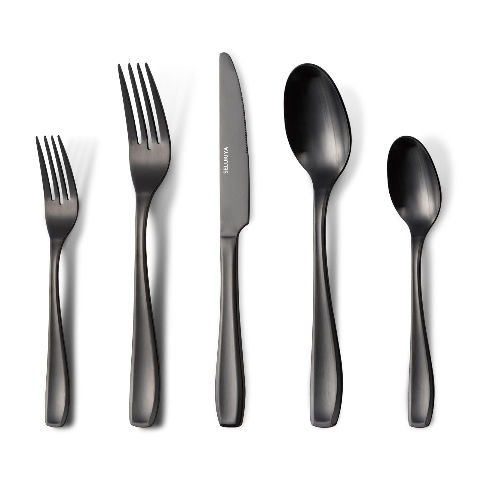Silverware Set for 4, 20 Piece Heavy Duty Stainless Steel Flatware Set, Satin Finish Cutlery Utensil Set, Dinner Fork Knife Spoon Tableware Set for Home Kitchen, Dishwasher Safe, Matte Black