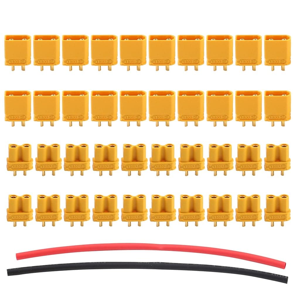 20 Pairs XT30U (XT30 Upgrade) Male Female Bullet Connectors Power Plugs with Heat Shrink for RC Lipo Battery