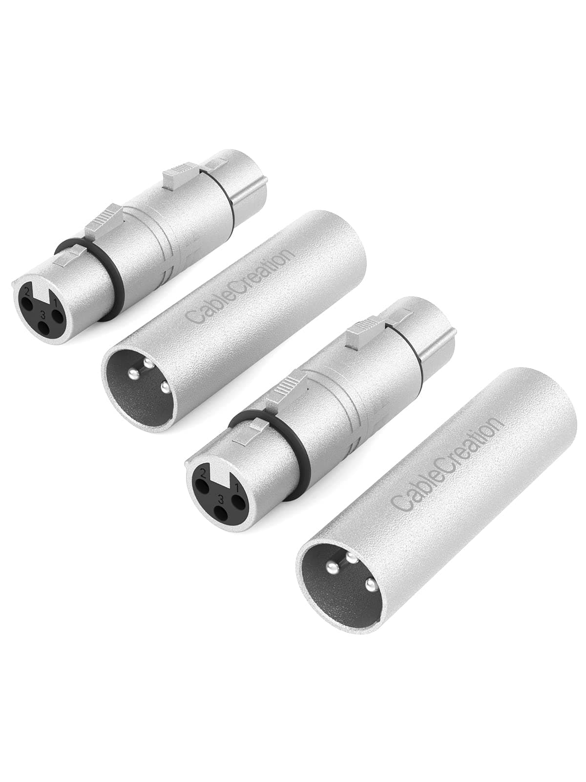 CableCreation [2-Pair] XLR Male to Male & XLR Female to Female 3PIN Adapter Connector Compatible MicrophoneMixerSilver