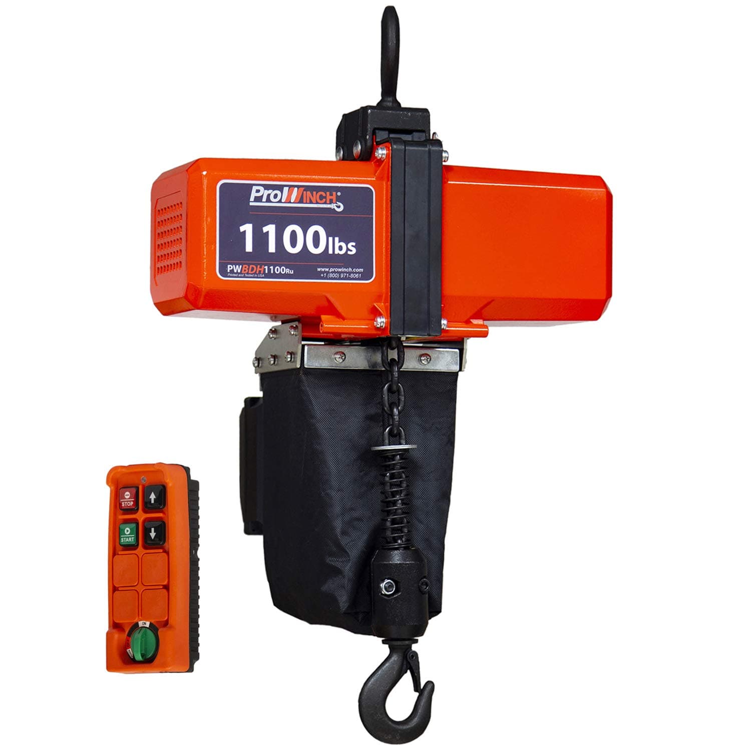 Prowinch Electric Chain Hoist 110V 1100lb Lifting Capacity, Single Speed Mini Hoist Lift, 10ft G80 Chain with Wireless Remote Control