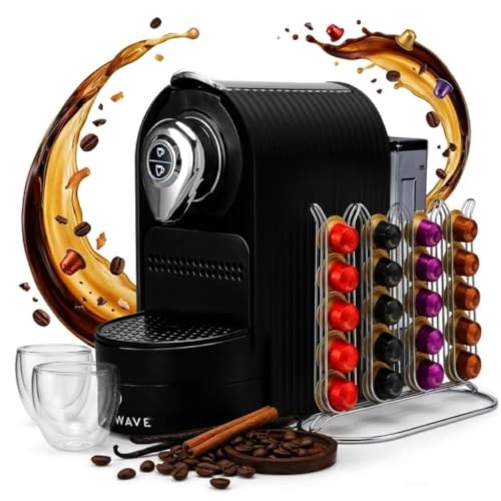 ChefWave Káva Espresso Machine - Nespresso-Compatible, 20 Bar Pressure, Fast Heat-Up, Compact Design, Auto Off, Dishwasher-Safe Water Tank
