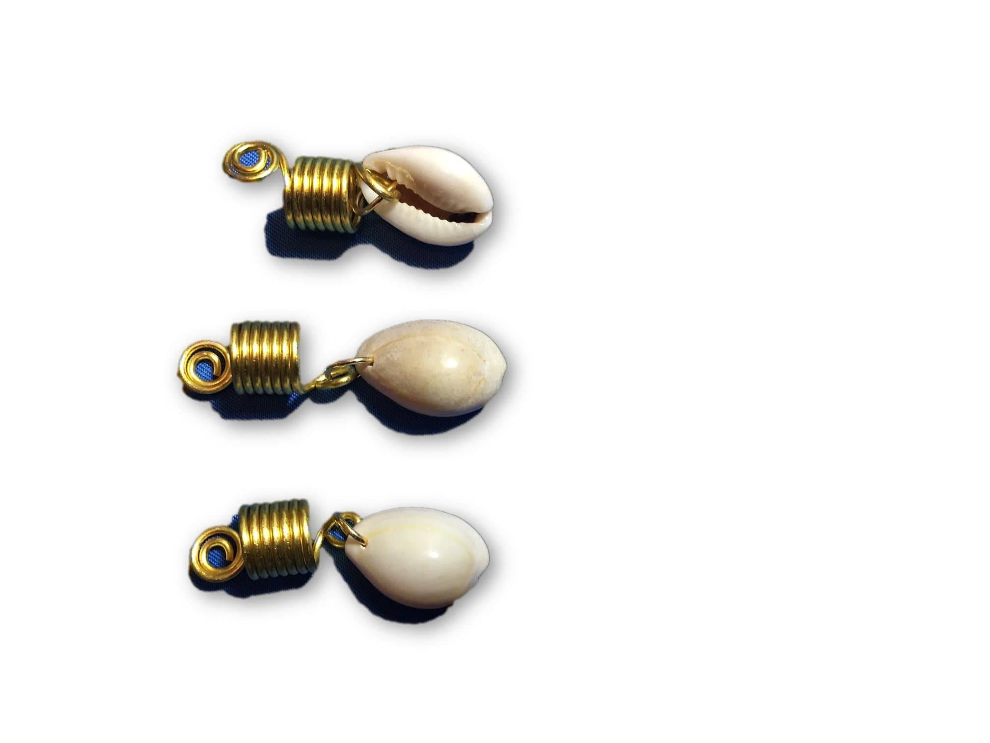 Hello Africa 3 Pieces Cowrie Cowry Shells Combo Wire Wrapped Loc Adornment Dreadlock Jewelry Hair Bead Hair Accessories Hair