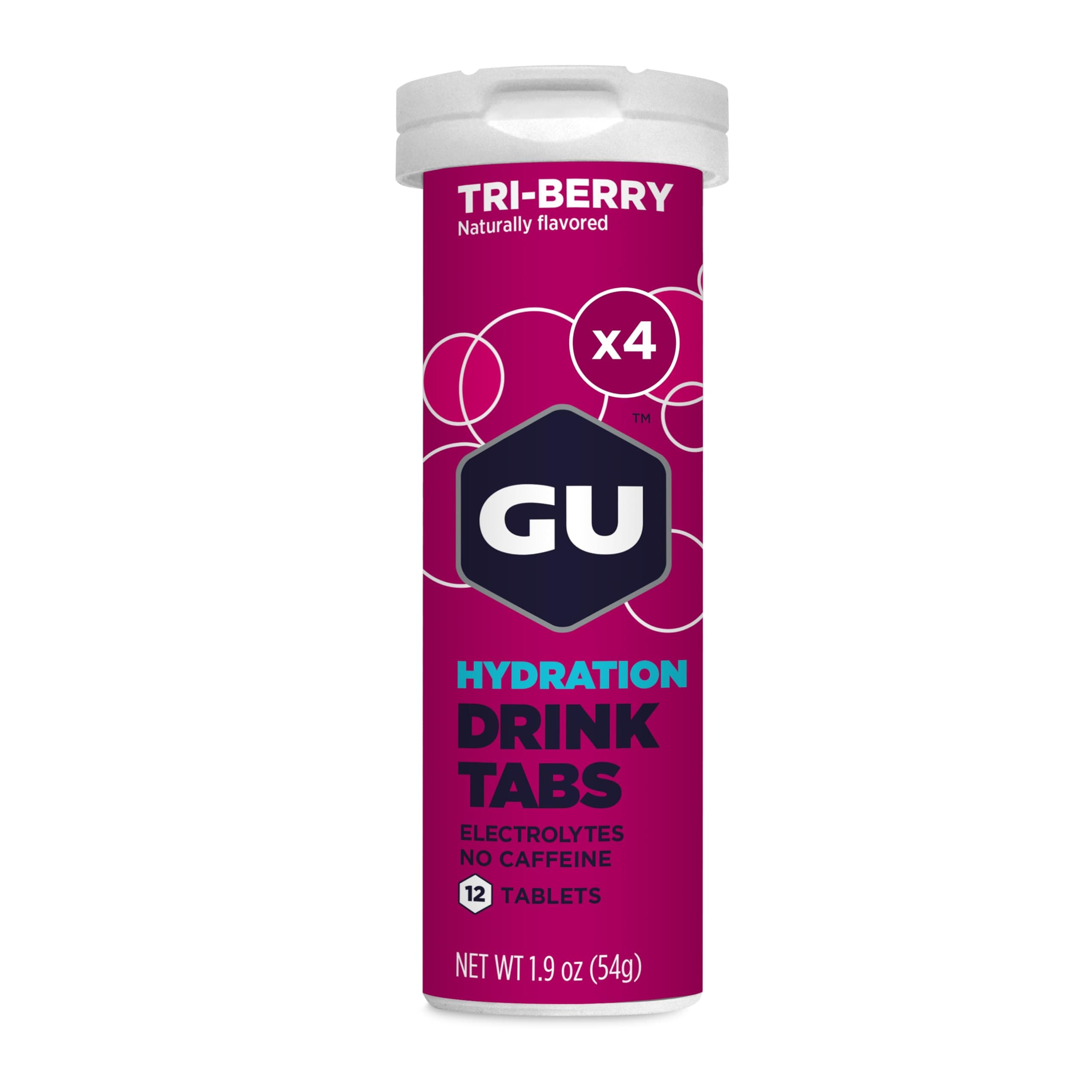 GU Energy Hydration Electrolyte Drink Tablets, Enhanced Endurance Sports Drink for Running, Cycling, Triathlon, 4-Count (48 Servings), Tri-Berry