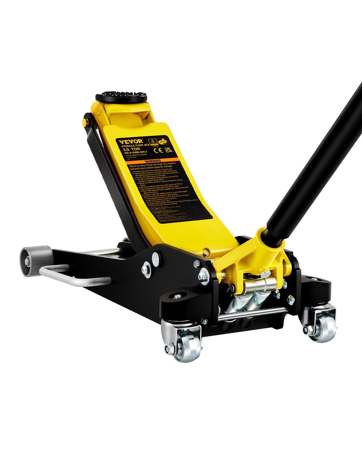 3 Ton Low Profile , Aluminum and Steel Racing Floor Jack with Dual Pistons Quick Lift Pump for Sport Utility Vehicle, Lifting Range 3-6/11"-19-11/16", yellow,black