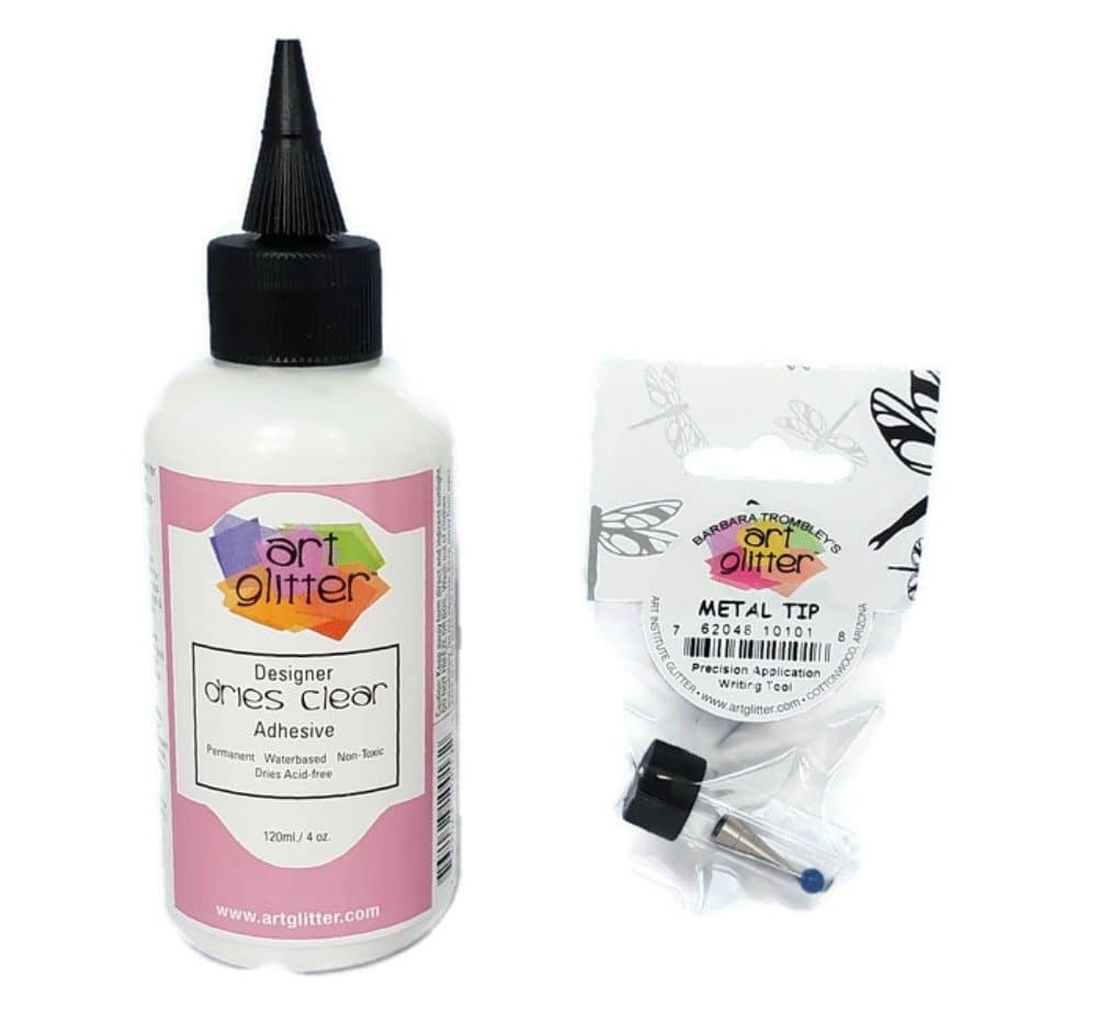 Art Glitter Glue Designer Dries Clear Adhesive 4 oz with Ultra Fine Metal Tip (Standard)
