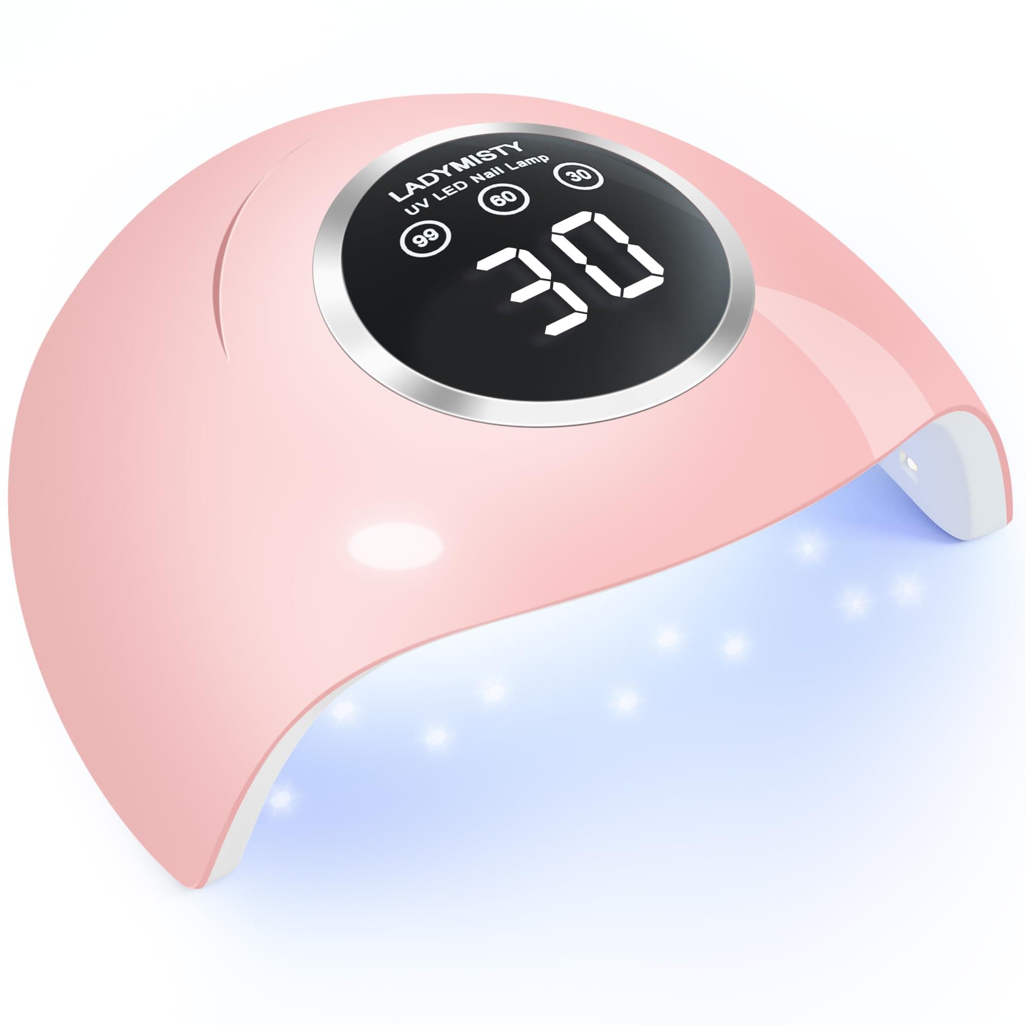 LadyMisty 72W UV LED Nail Lamp Light Dryer for Nails Gel Polish with 18 Beads 3 Timer Setting & LCD Touch Display Screen, Auto Sensor, Professional Nails, Pink