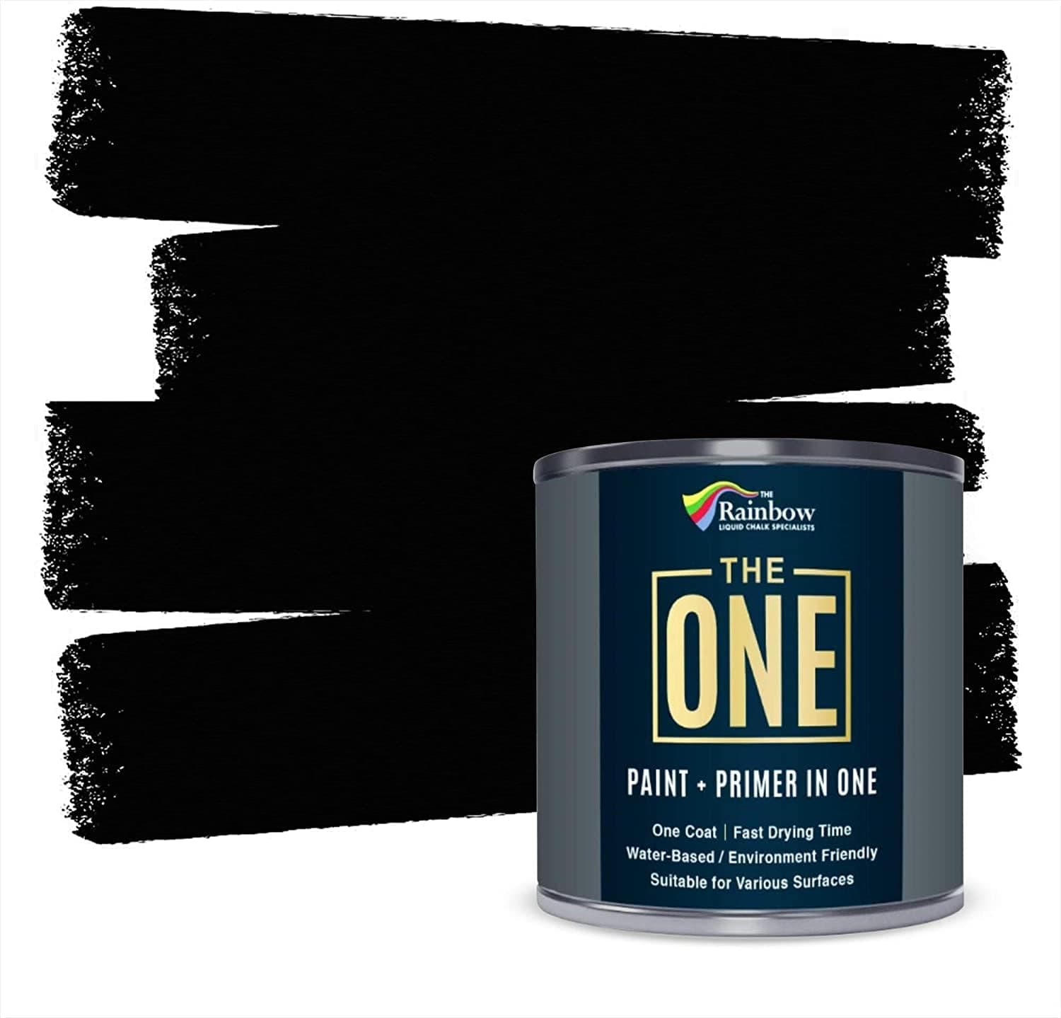 THE ONE All-In-One Paint & Primer - Black Satin, 33.8 Fl Oz/1 Liter | 1 Coat Formula | Easy Indoor & Outdoor Decorating for Home & Garden Walls, Floors & Furniture | Water-Based & Low VOC