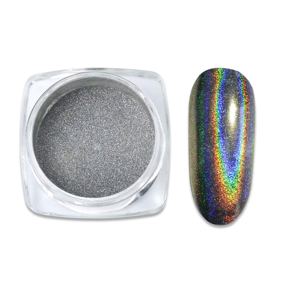MEILINDS Nail Art Magic Mirror Effect Glitter Chrome Dust Pigments Manicure Makeup Art DIY Chrome (Laser Rainbow Nail)