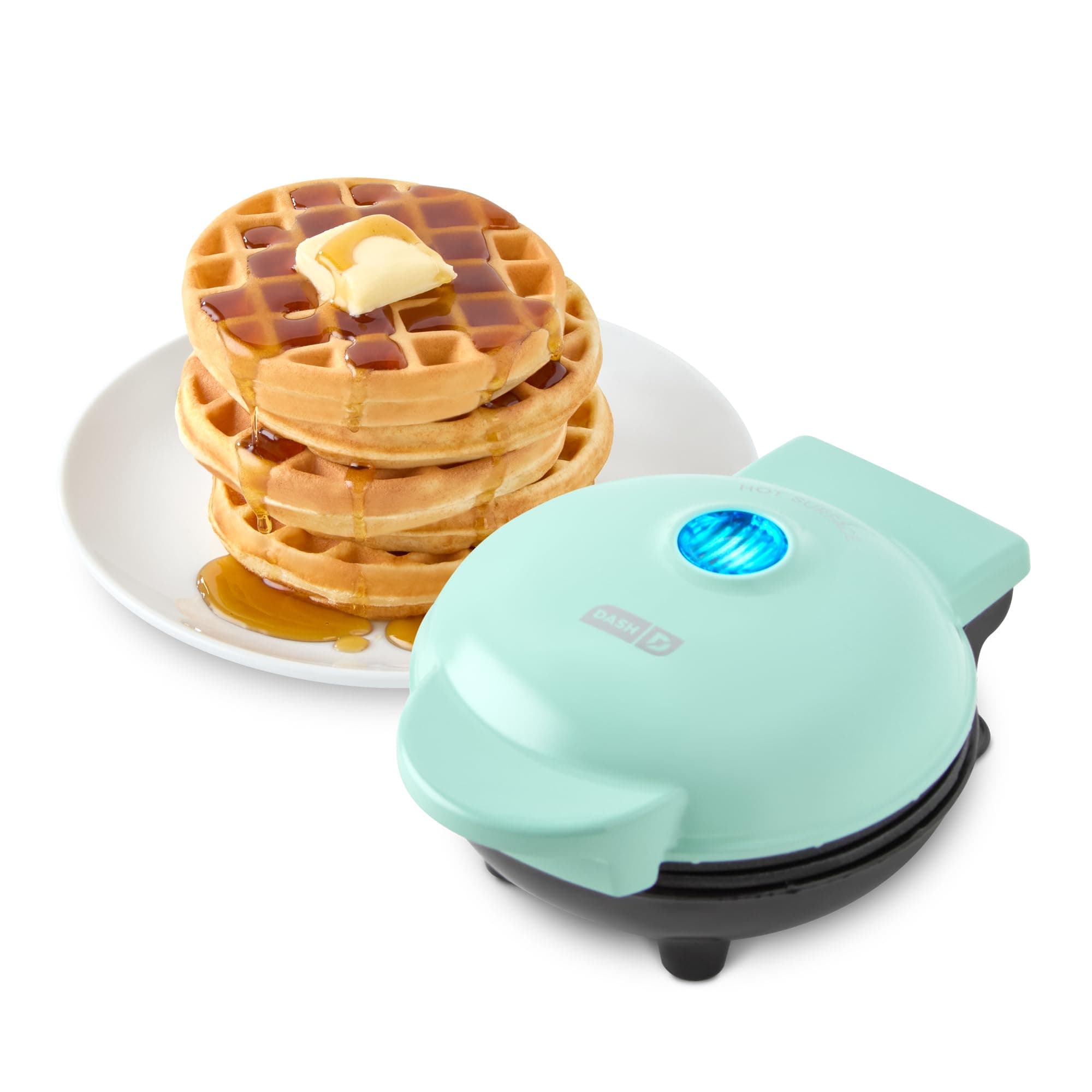 Mini Waffle Maker- Compact Electric Iron for Creative Homemade Treats - Nonstick Surface - Easy-to-Clean - Perfect for Kids & Families - Aqua