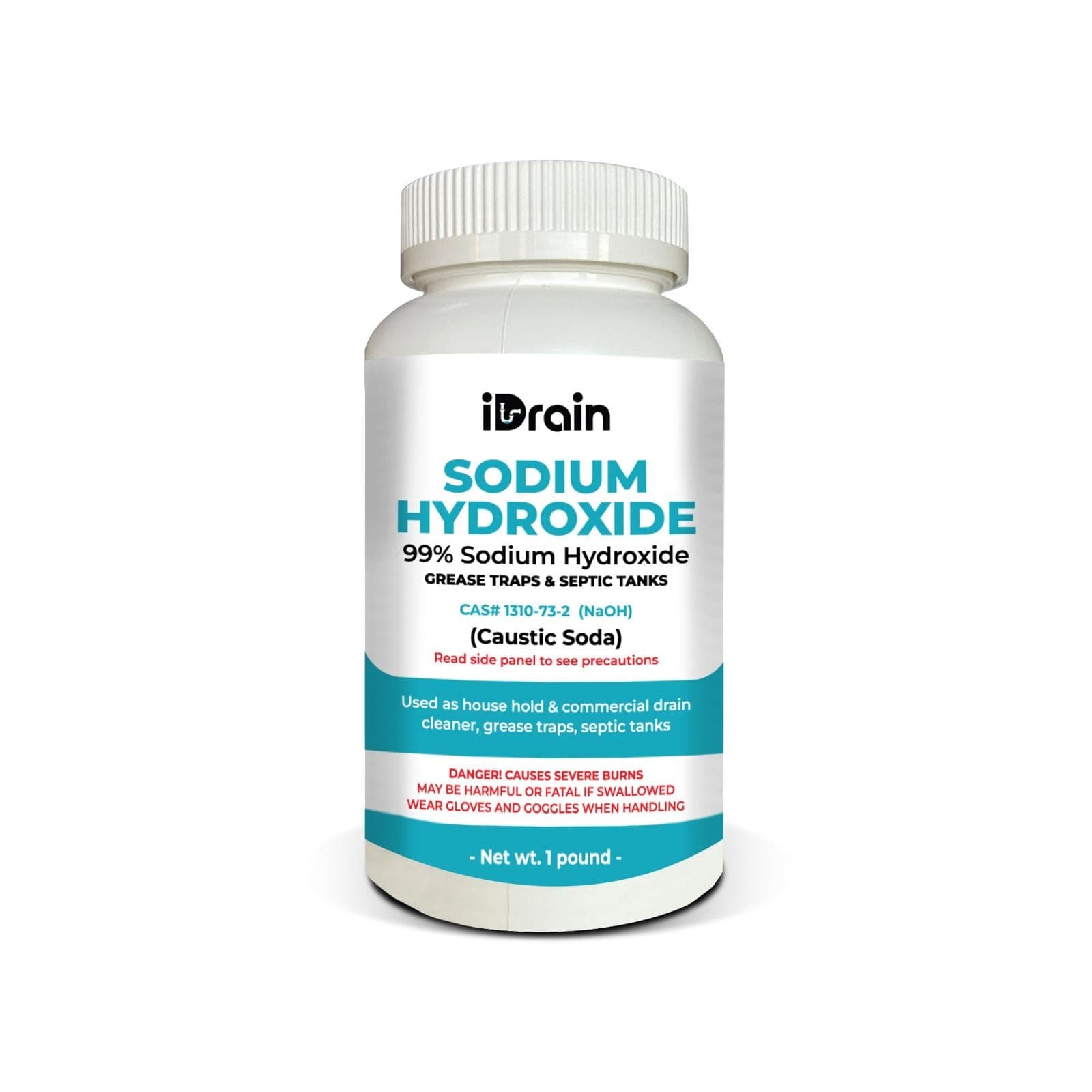 Sodium Hydroxide (NaOH) Lye 99% Pure Caustic Soda Flakes - Industrial Strength Drain Opener for Kitchen & Bathroom Sinks & Pipes - Soap Making, Cleaning & Manufacturing - 1 lb
