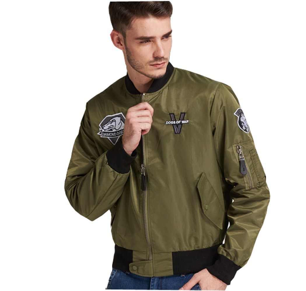 Elegant Men's Flight Bomber Jacket Diamond Dogs Metal Gear Solid 5 Regular Fit Casual Solid Outdoor Coats
