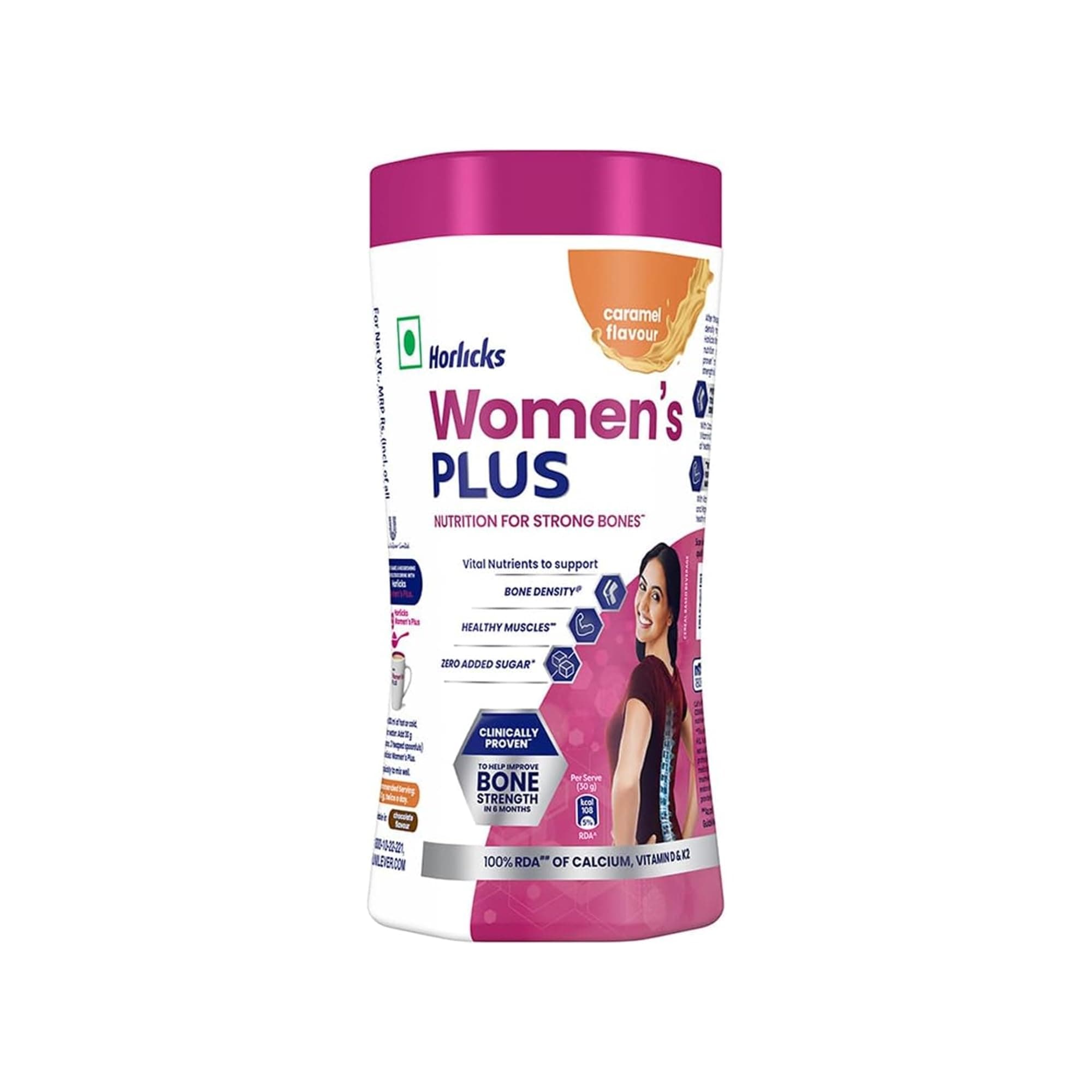 Women's Horlicks Health and Nutrition Drink, 400 gm, Caramel Flavor Jar (No Added Sugar)