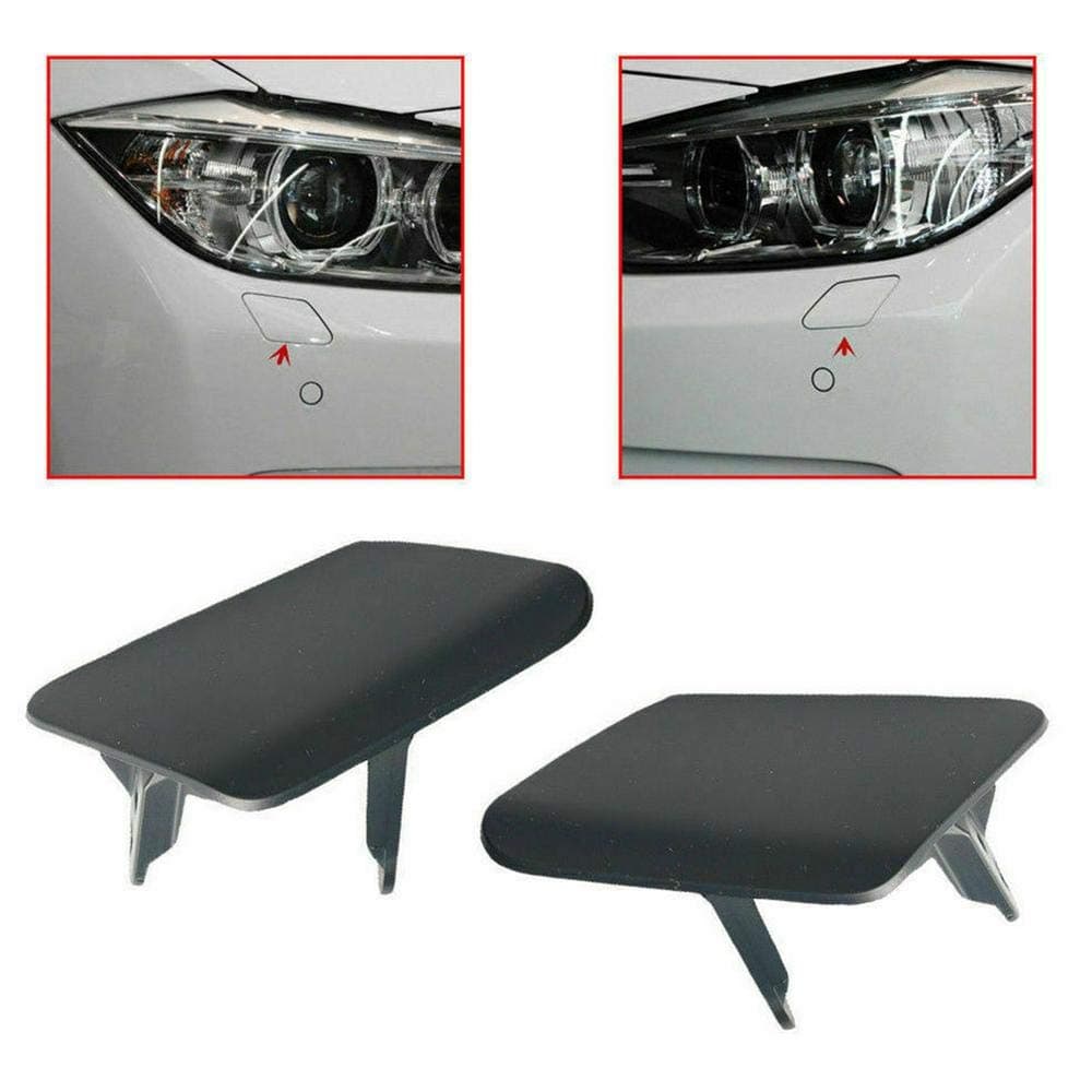 Three T 2pcs Auto Front Bumper Headlight Washer Nozzle Jet Cover Caps Fit for BMW 3 Series F30 320i 328i 335i 2012 2013 2014 2015, Black