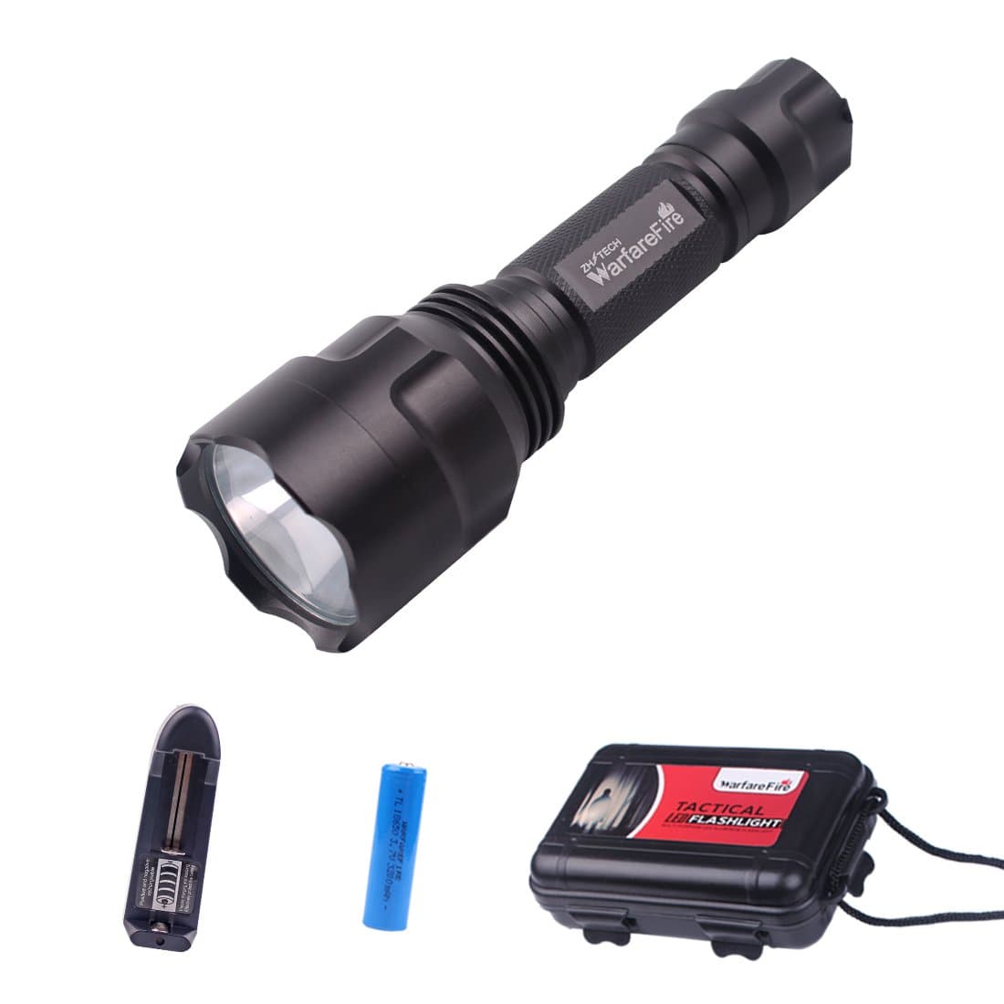 WarfareFire TG20 Firefighting Gear LED Rechargeable Tactical Flashlight CREE Torch with Super Bright 900 Lumens 5 Light Modes 18650