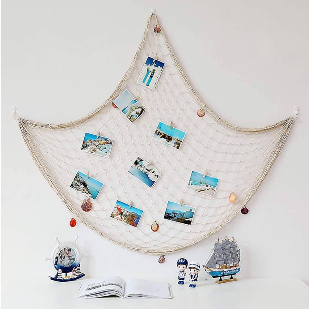 SUNREEK Decorative Fishing Net Decor,Mediterranean Ocean Pirate Beach Theme Party Decorations (Beige, 1m x 2m)