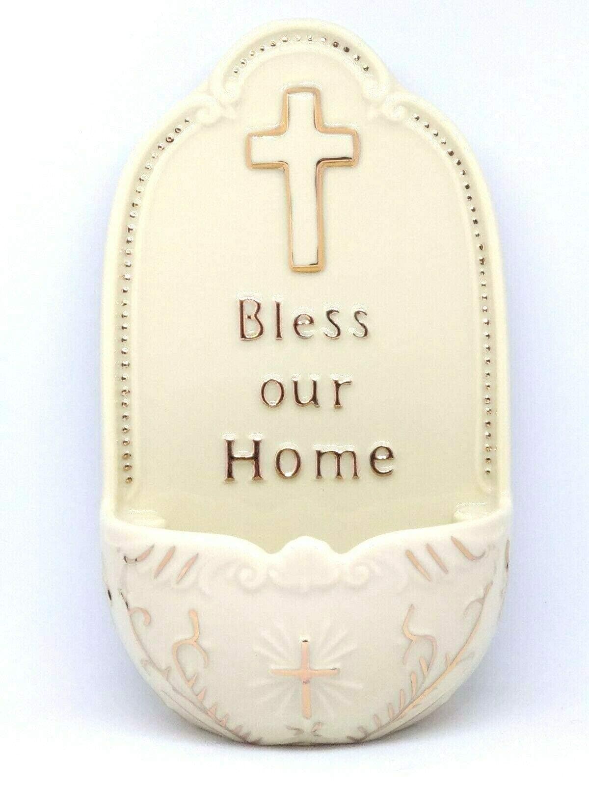 Florentine Porcelain Bless Our Home medium Holy water font 7