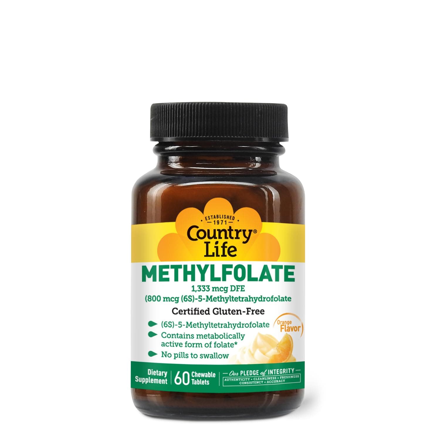 Country Life - Methylfolate's fast agitant makes melting orange mcg 800 smooth 60Tablet(s)