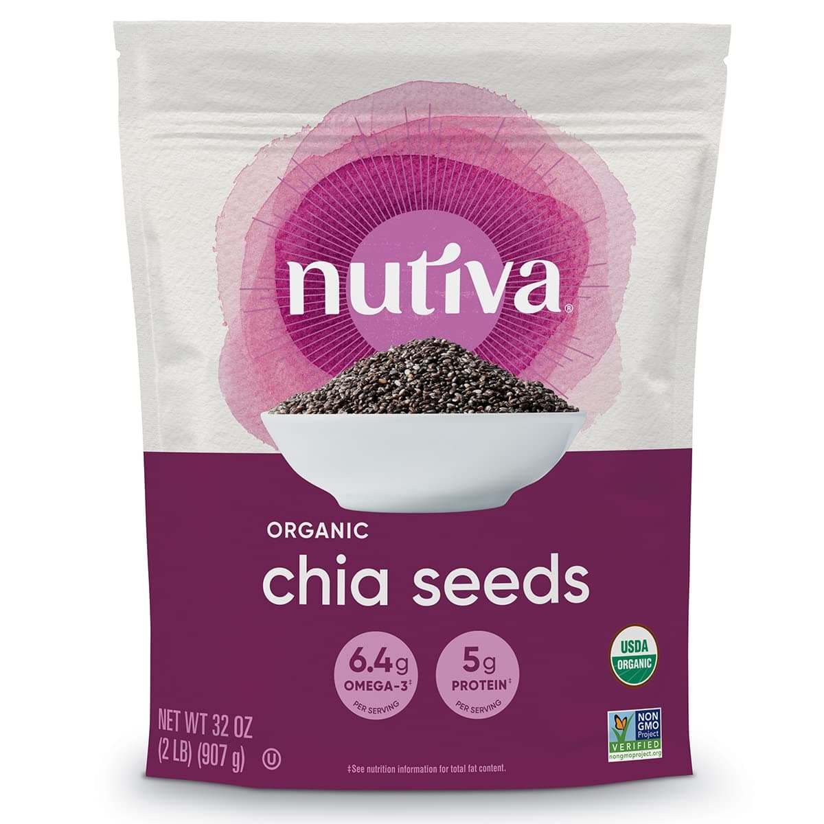 - USDA Organic Premium Nutrient-Dense Raw Black Chia Seeds with 3g Protein & 5g Fiber for Salads, Yogurt & Smoothies, Non-GMO, Vegan, Gluten-Free, Keto & Paleo, 32 Ounce