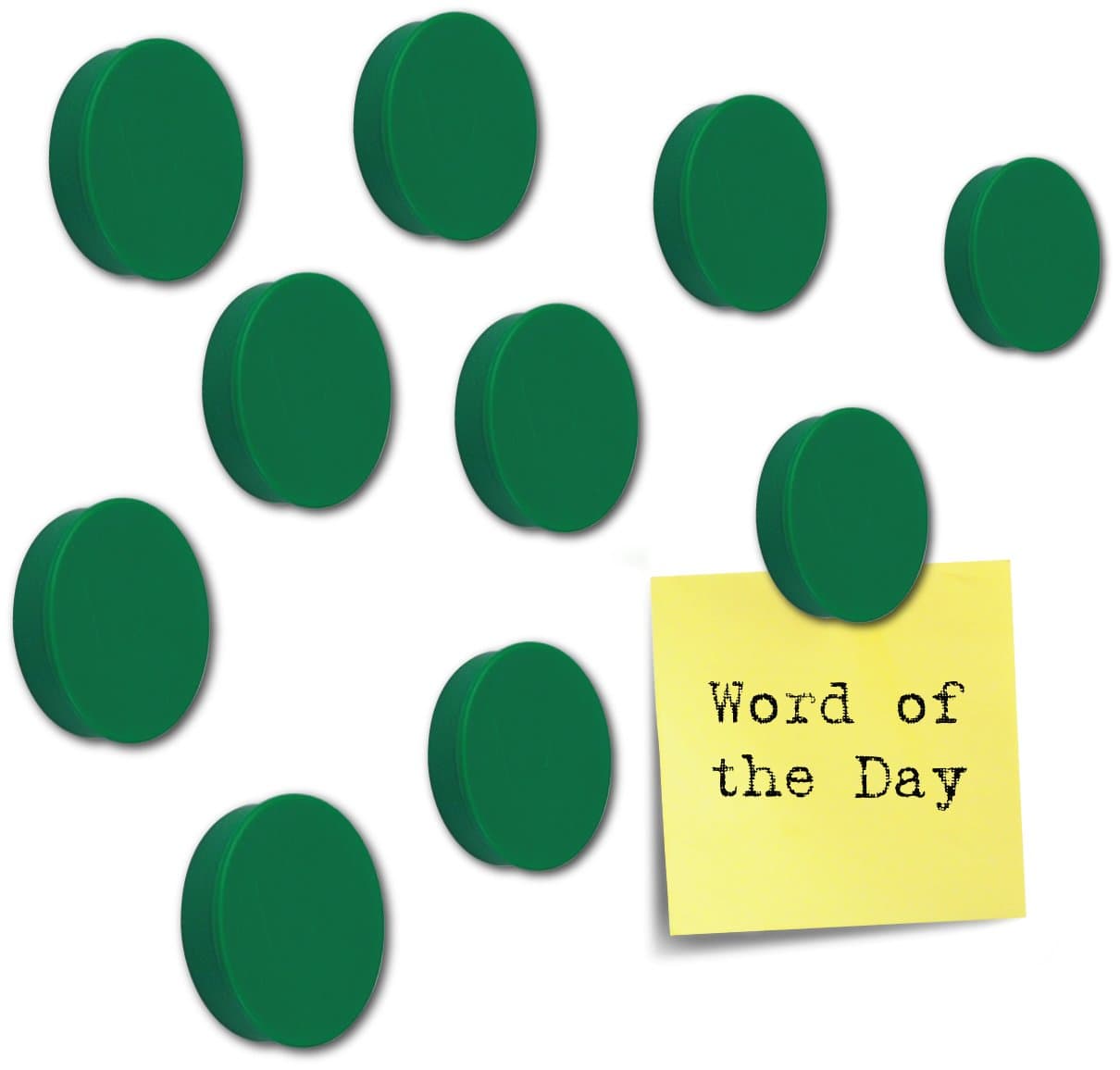 Rybond Office Round Magnets - Green Fridge Magnets Whiteboard Magnets - Plastic Covered with Magnetic Base - 25mm [Pack 10]