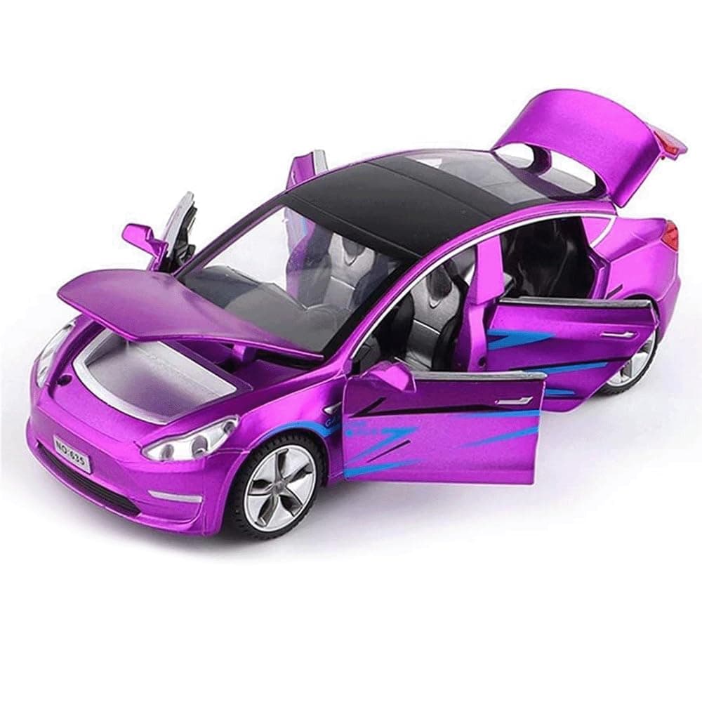 1:32 Scale Model 3 Car Toy Pull Back with Sound and Light, Alloy Diecast Mini Vehicles Toys for Kids Gift or Car Model Collection Enthusiasts Gift (Dazzling Purple)