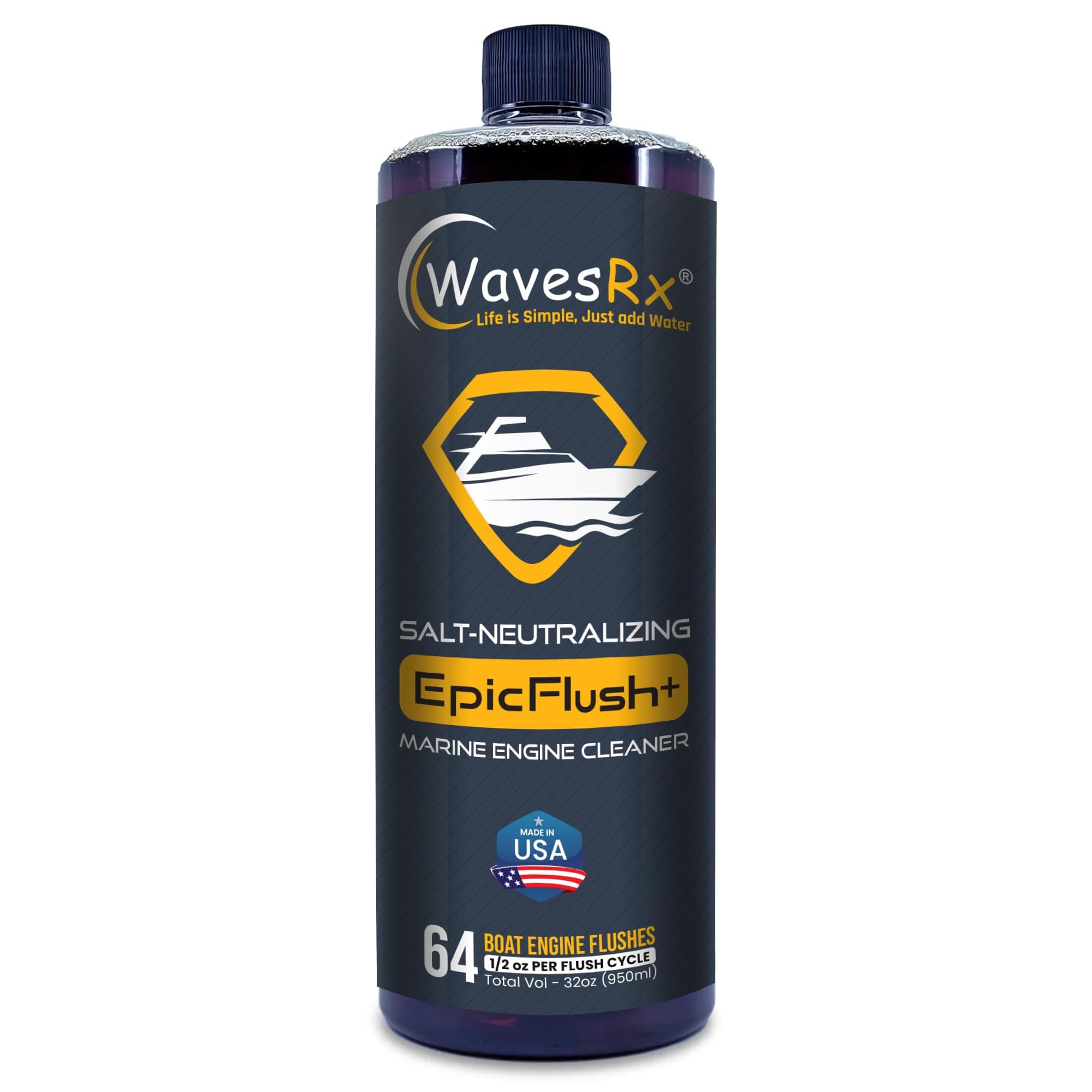WAVESRX Salt-Neutralizing Boat & Jet Ski Motor Flush + Protectant (EpicFlush+) | Marine Engine Cleaner - Removes Salt Deposits & Rust | Protective Coating - Prevents Salt Buildup & Prevents Corrosion