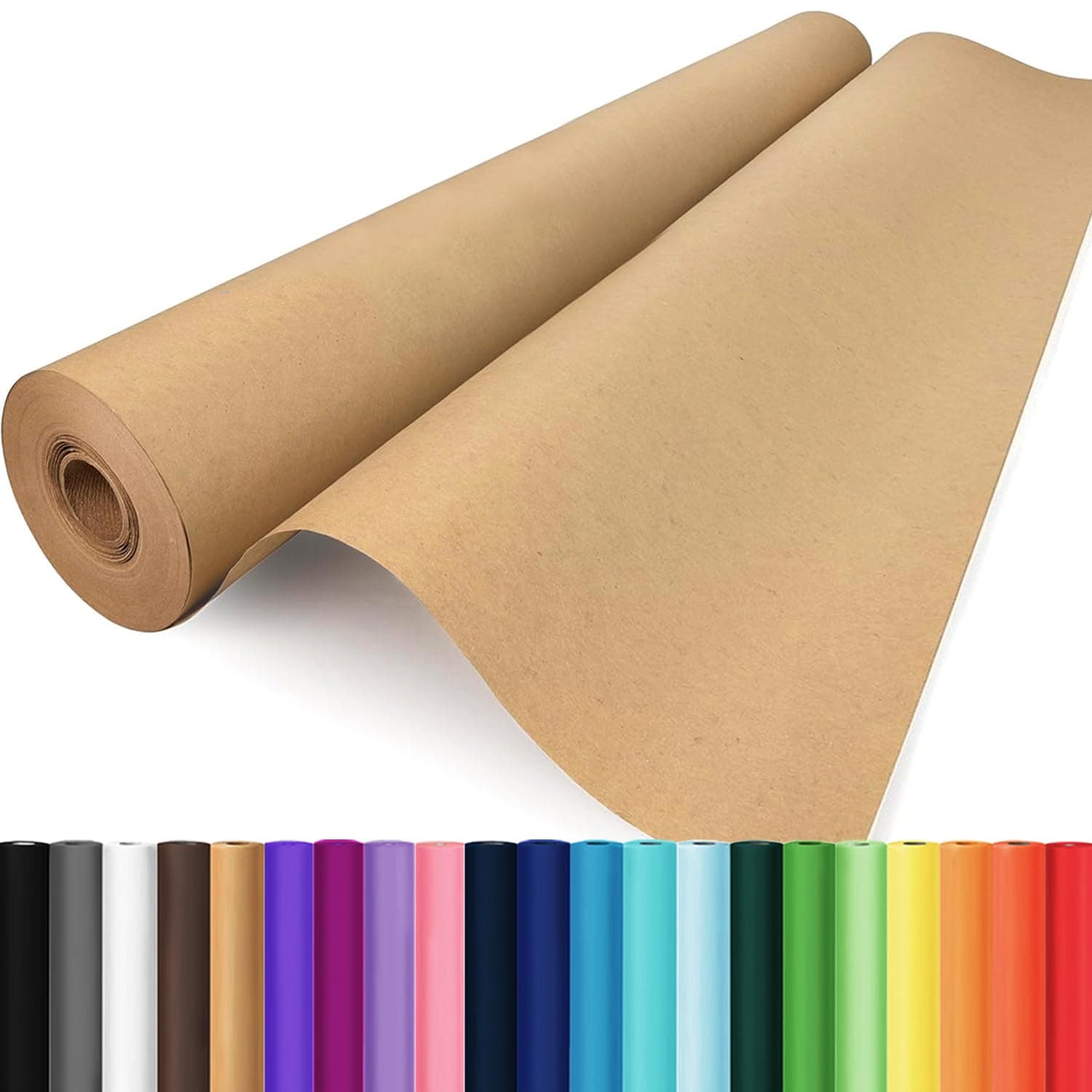 Wrapping Paper, 17.8" x 1200" Brown Kraft Paper Roll Bulletin Board Easel Poster Decorative Kraft Paper, Fathers Day Bouquet Flower Gift Wrap, Table Floor Covering Packing Shipping Moving Supplies