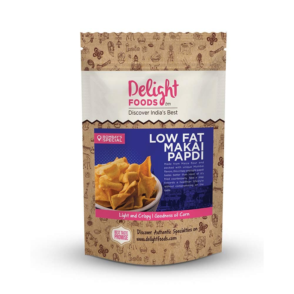 Delight Foods Mumbai Low Fat Makai Papdi - Healthy Snacks (150g)