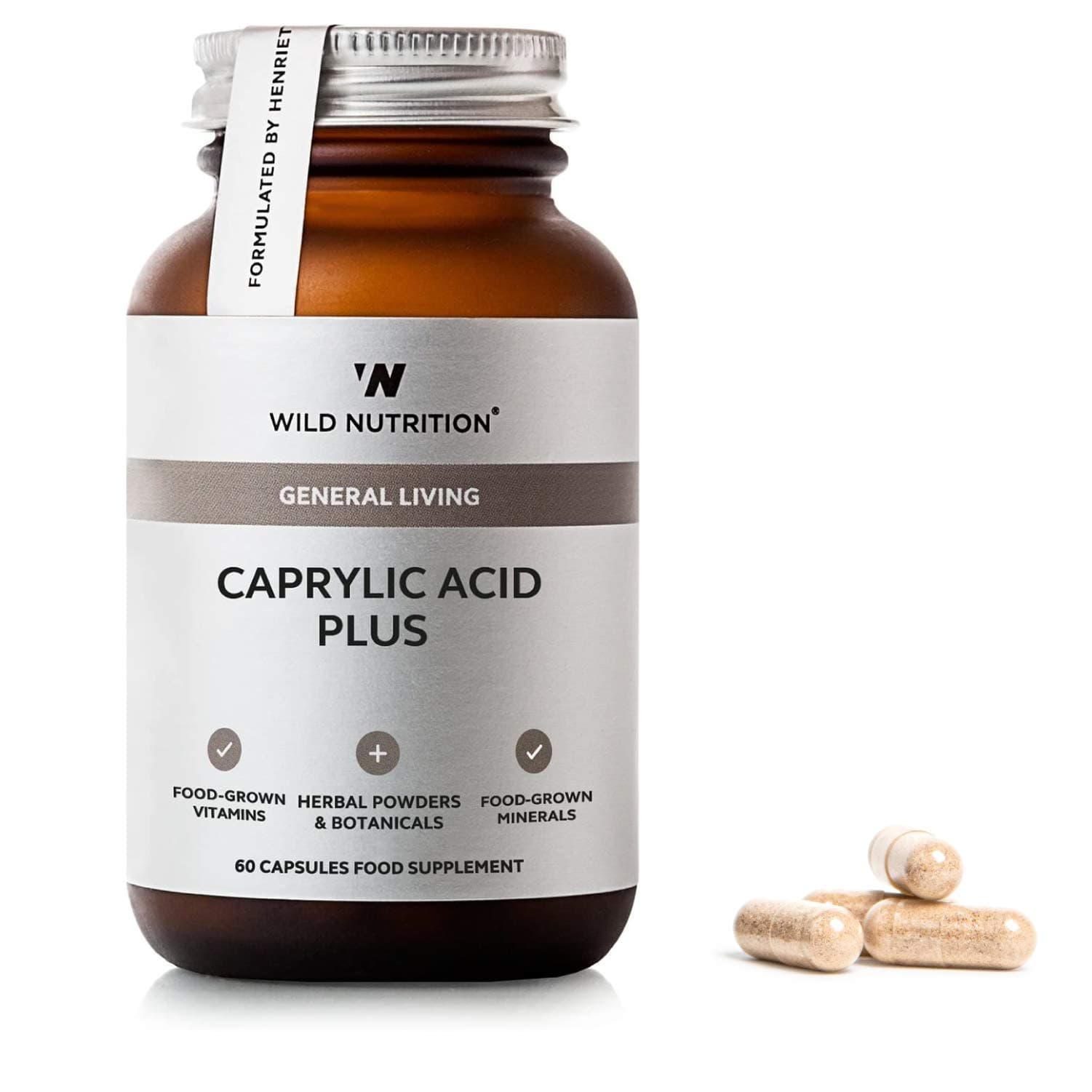 Wild Nutrition – Food-Grown Caprylic Acid Plus – Natural Botanical Supplement – 60 Capsules