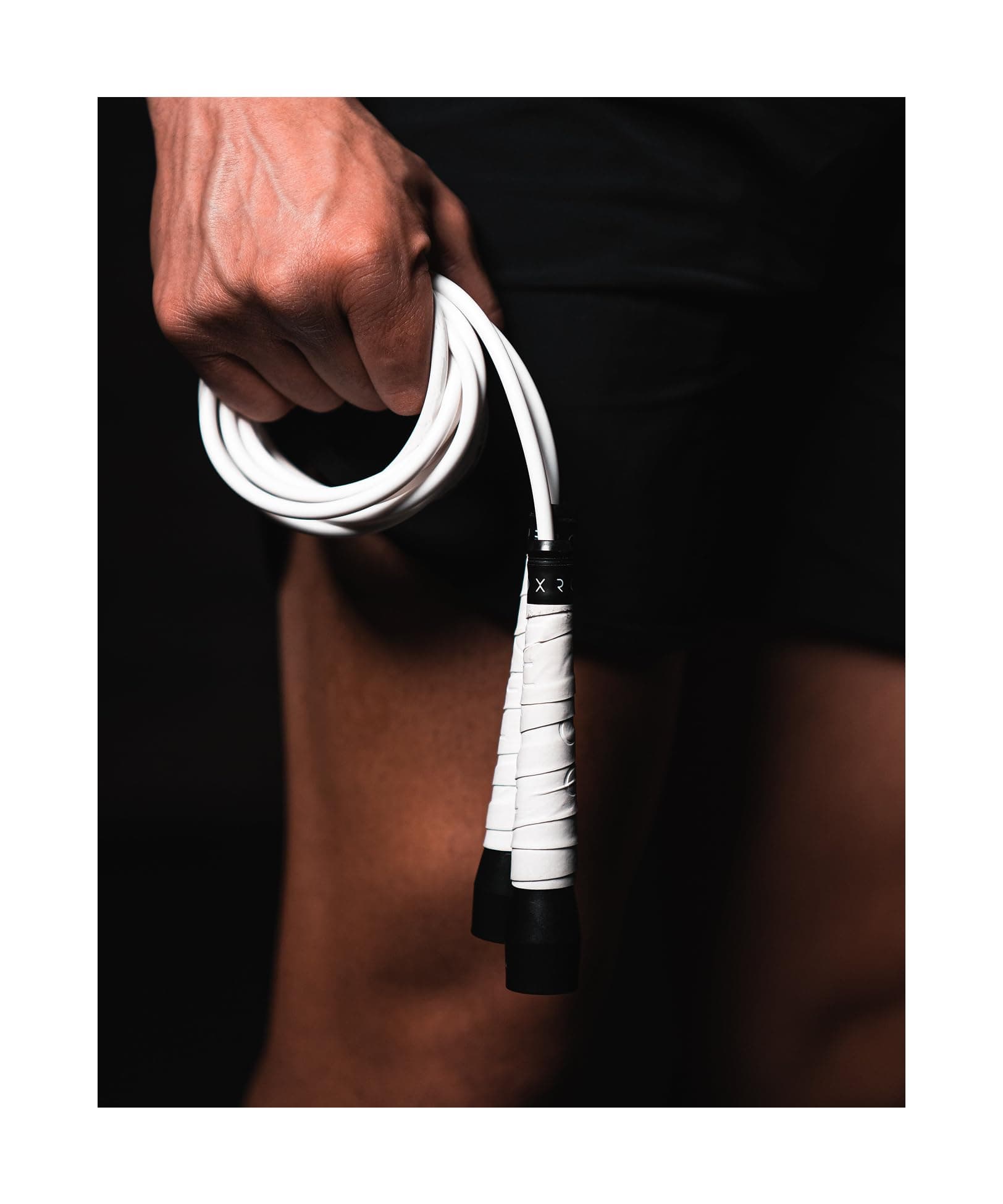 BOXROPE, A Jump Rope Made For Boxing, Tangle-Free, 15% Heavier Than A Normal PVC Rope, Adjustable, Hand Wrapped with Grip Tapes for more Grip, Premium Quality (White (Up to 6'2ft))