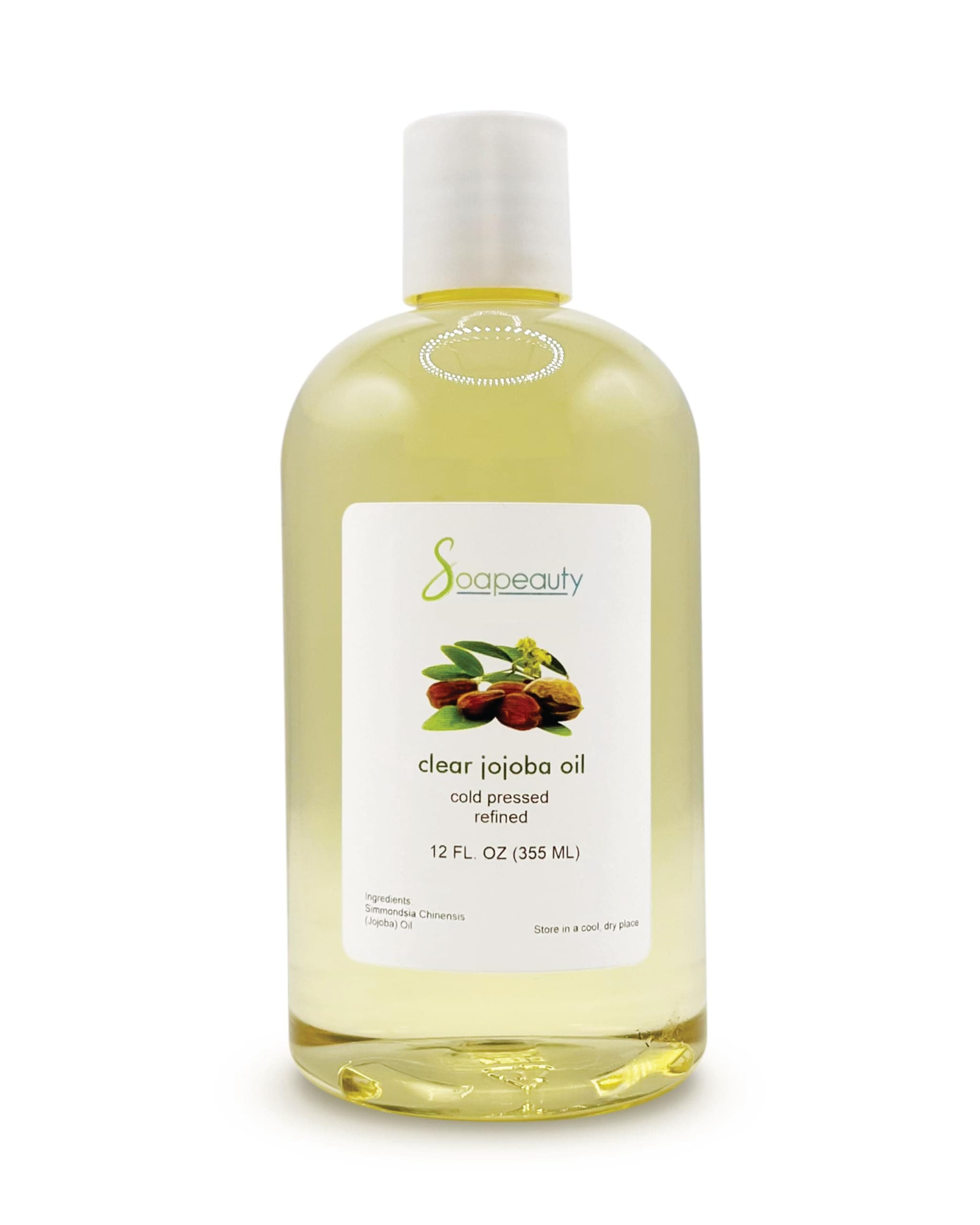 Soapeauty Clear JOJOBA Oil Organic Cold Pressed | 100% Pure Natural Jojoba Oil | Carrier for Essential Oils, Moisturizer for Skin, Face & Hair, Massage, Soap Making | Sizes 4OZ to 7LBS | (12OZ)