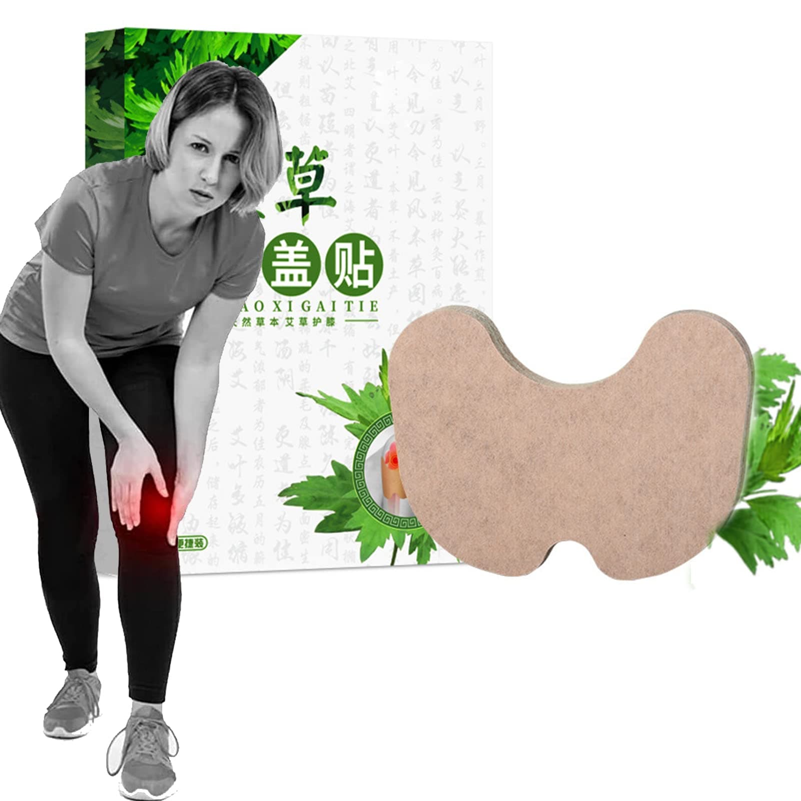 HOPASRISEE Atachu Pain Relief Patch, Heaven Knee Relief Patches Kit, The Mr Joint Knee Patch, Natural Wormwood Extract Patch for Knee (50pcs, Black)