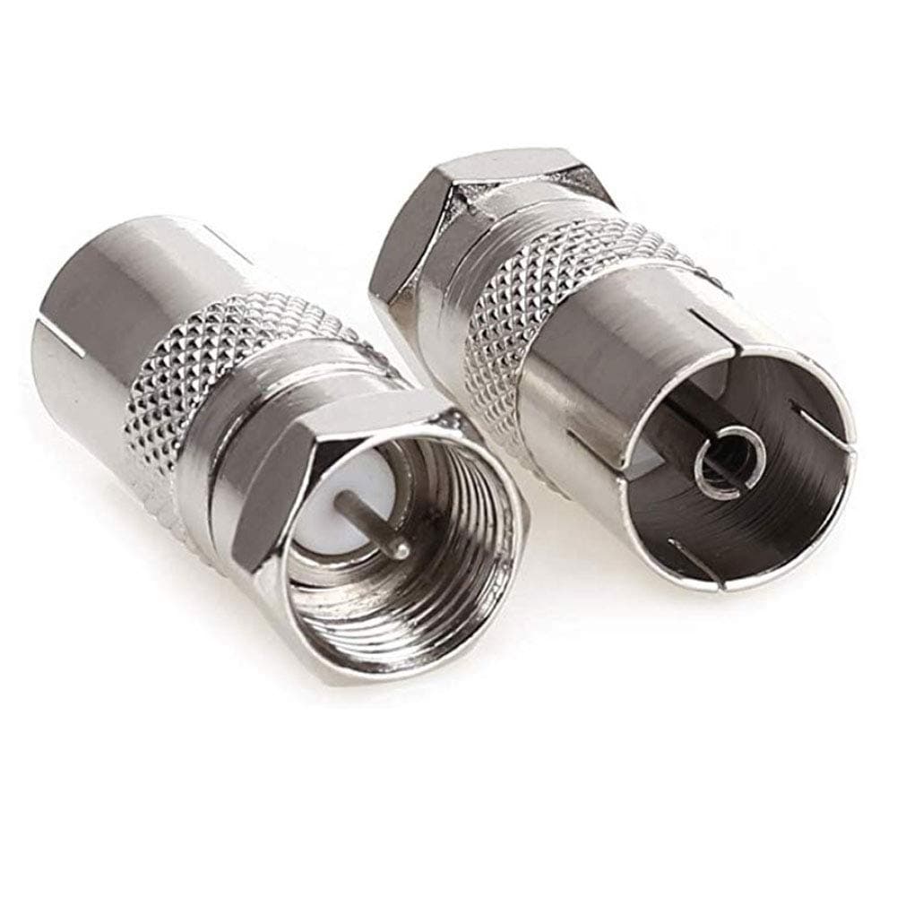 ZYSY 2 Pack TV T/F Type Connector Socket to RF Coax Aerial Adapter, Metric F Male TV9.5 female RF adapter