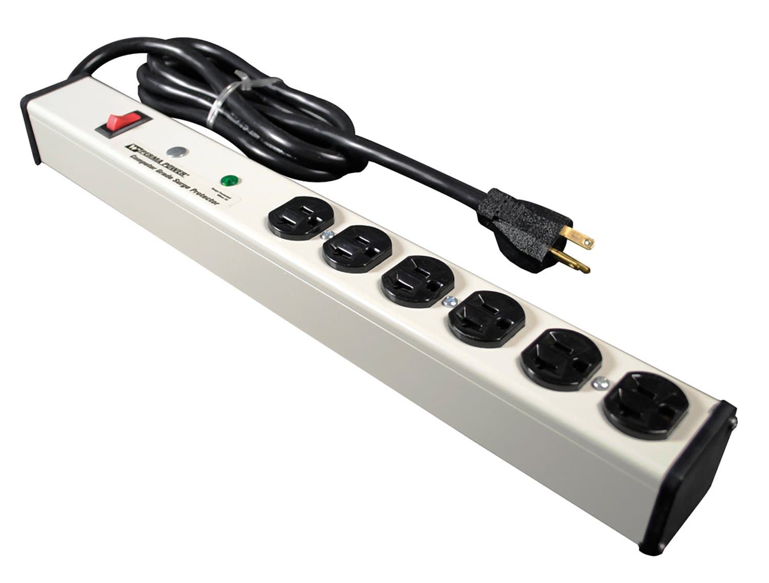 Legrand Wiremold M620BZLS PermaPower 20 Amp 18 Inch Plug-In Outlet Center with Computer Grade Surge, Lighted Switch, 6 Outlet Power Strip, 6 Foot Cord, Putty White