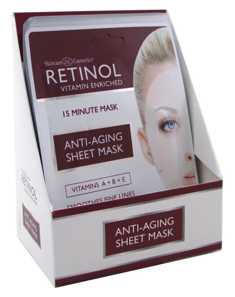 Skincare Retinol Anti-Aging Sheet Mask (12 Pieces) Display